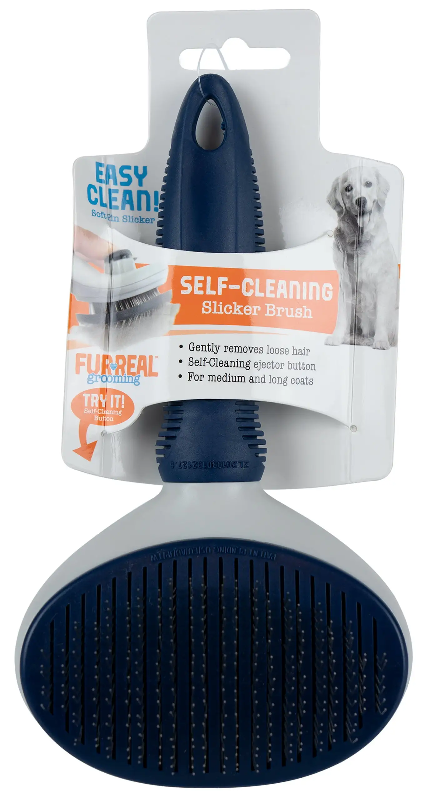 FurReal Large Self-Cleaning Slicker Grooming Dog Brush