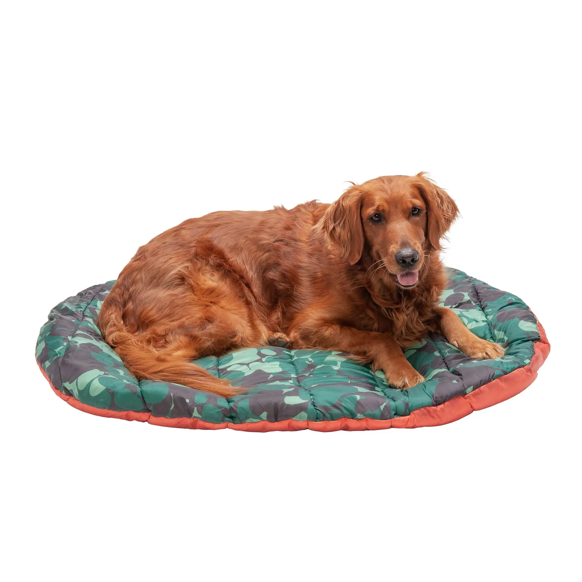 Furhaven Large Dog Bed Trail Pup Travel Pillow Mat w/ Stuff Sack. Washable - Paprika/Camo-Paw. Large Trail Pup Travel Bed Large Travel Bed (Paprika/Camo-Paw)