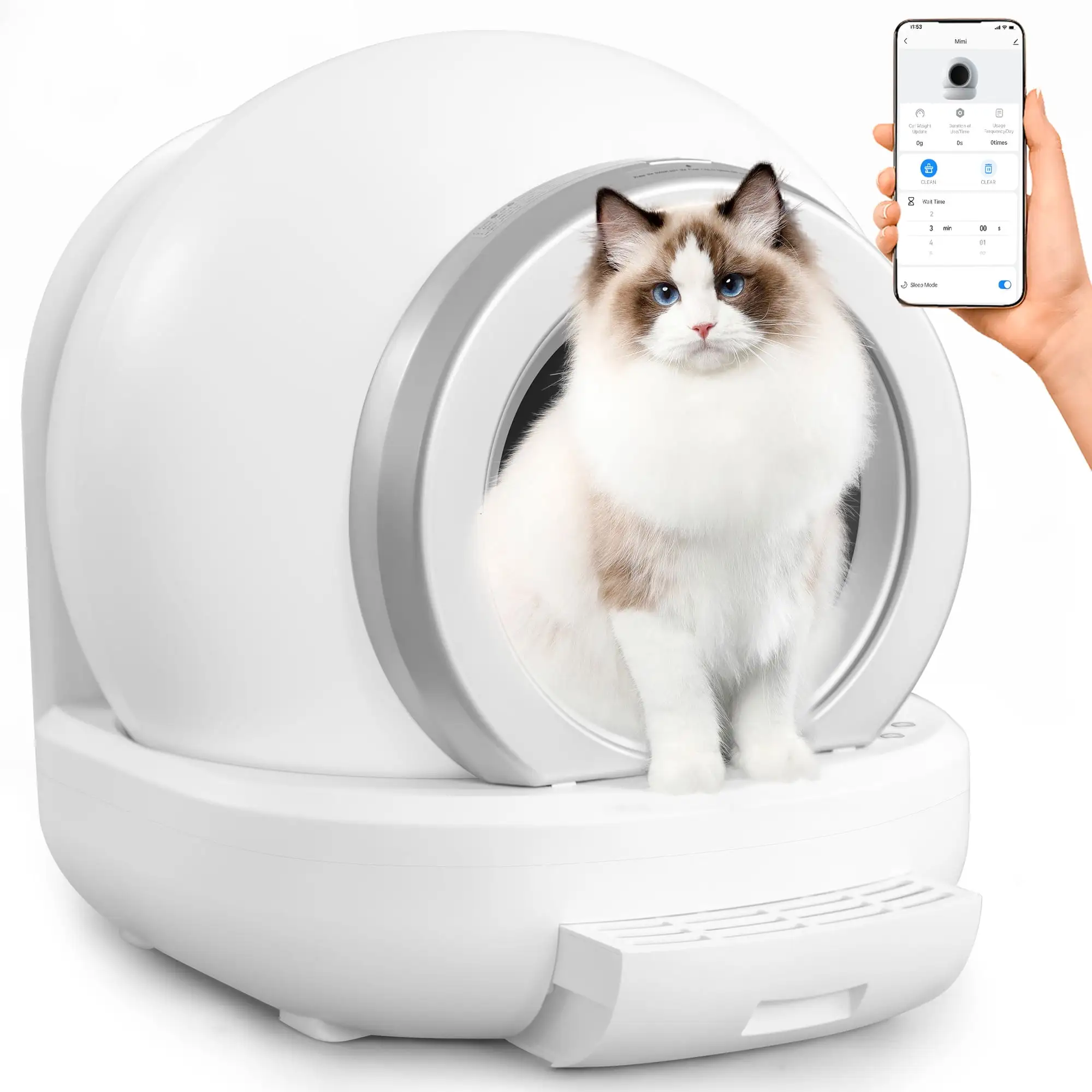 Furmax Automatic Self Cleaning Cat Litter Box with App Control Support WiFi. Intelligent Radar Smart Auto Litter Box with Liner