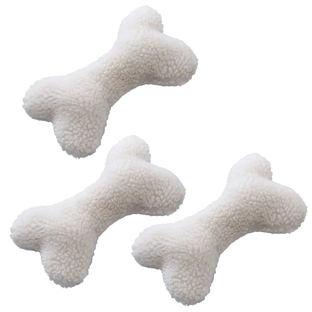 Fusipu 3 Pcs Dog Squeaky Toy Soft Plush Dog Chew Toy Boredom Relief Interactive Bone-shaped Pet Teeth Cleaning Toy