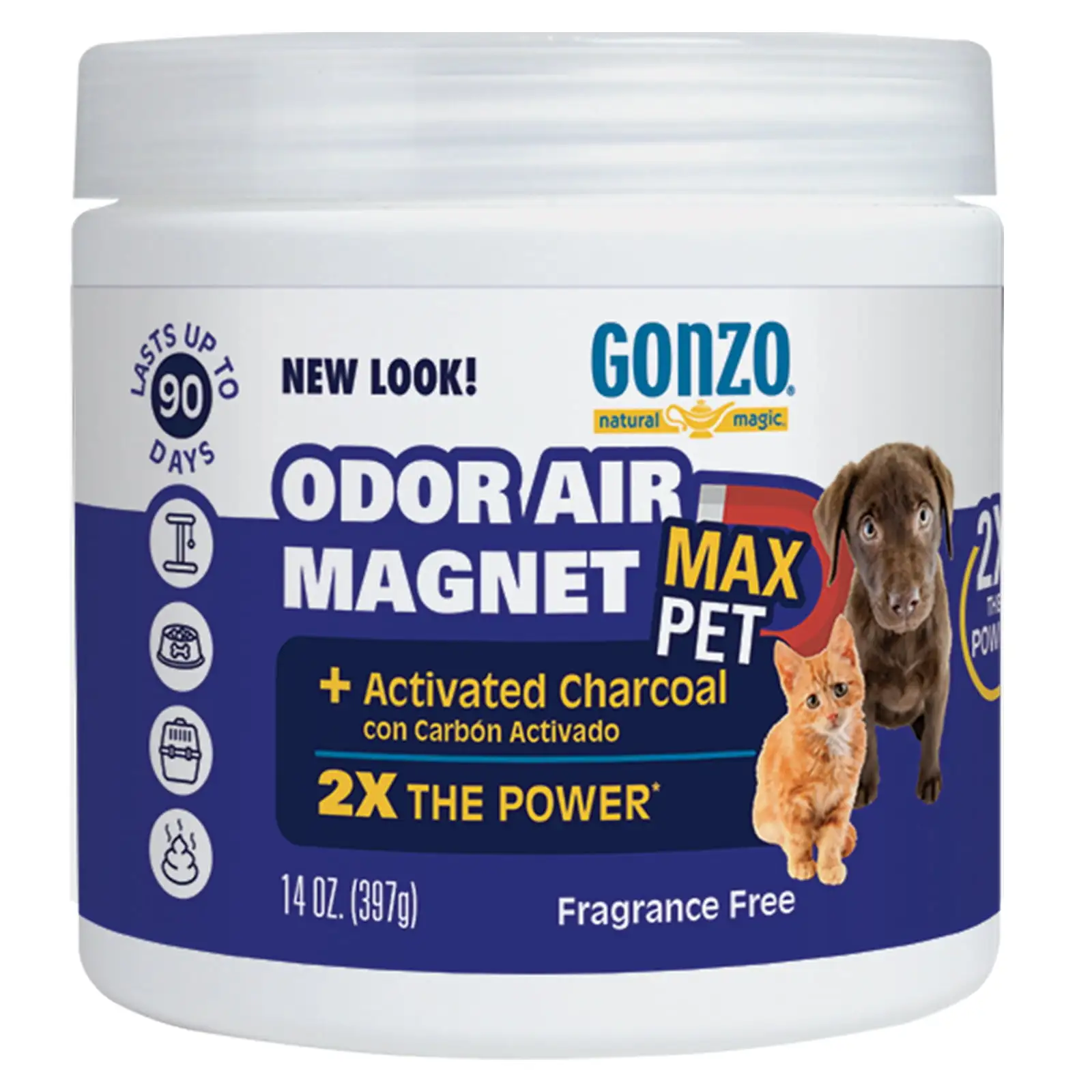 GONZO Pet Odor Air Magnet for Dogs & Cats with Activated Charcoal. 14 oz