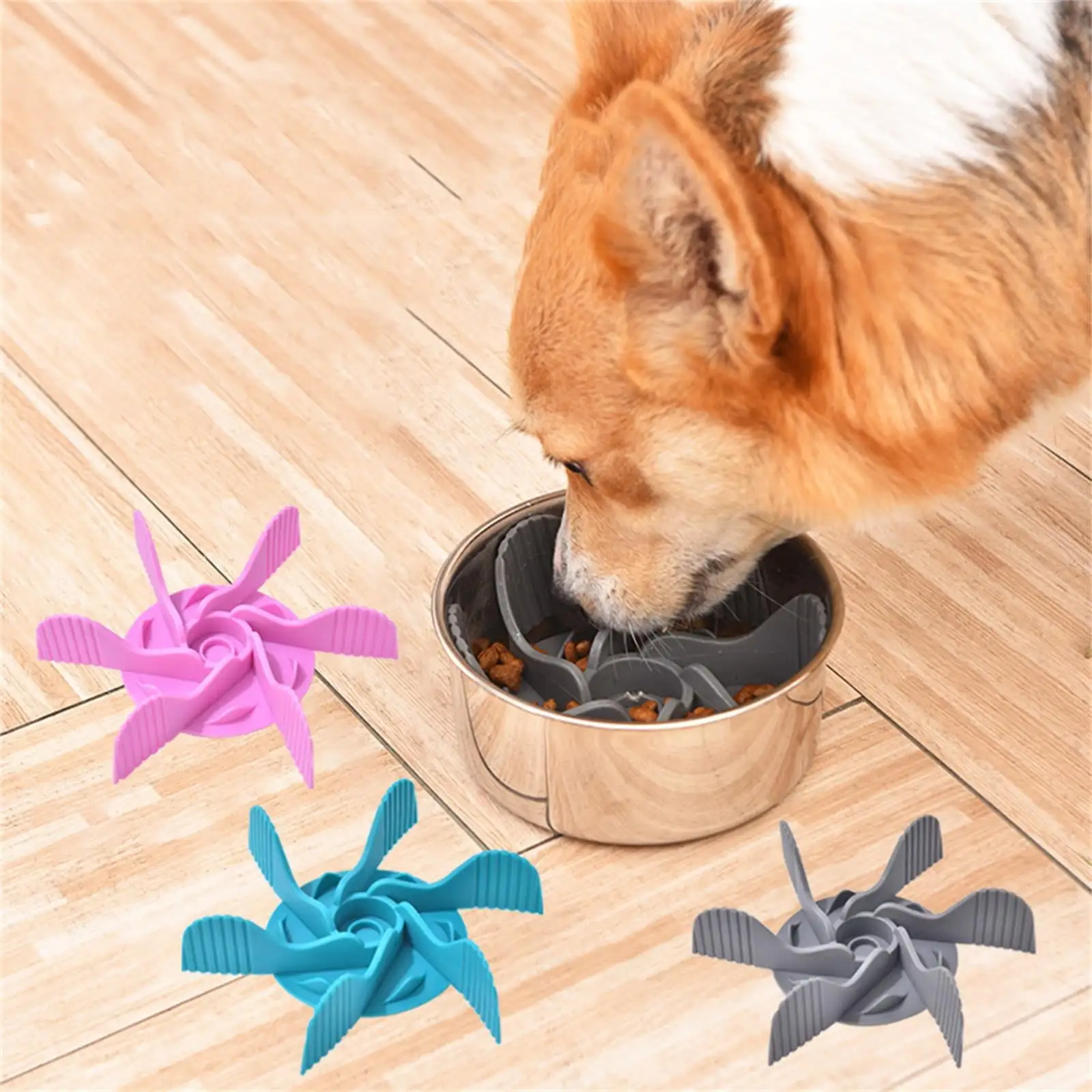 GZLY Dog Slow Feeder Dog Bowl Spiral Toy Dog Food Bowl Feeder. Suitable for Large. Medium and Small Dog Breeds. Silicone Dog and Cat Slow Food Bowl Gray