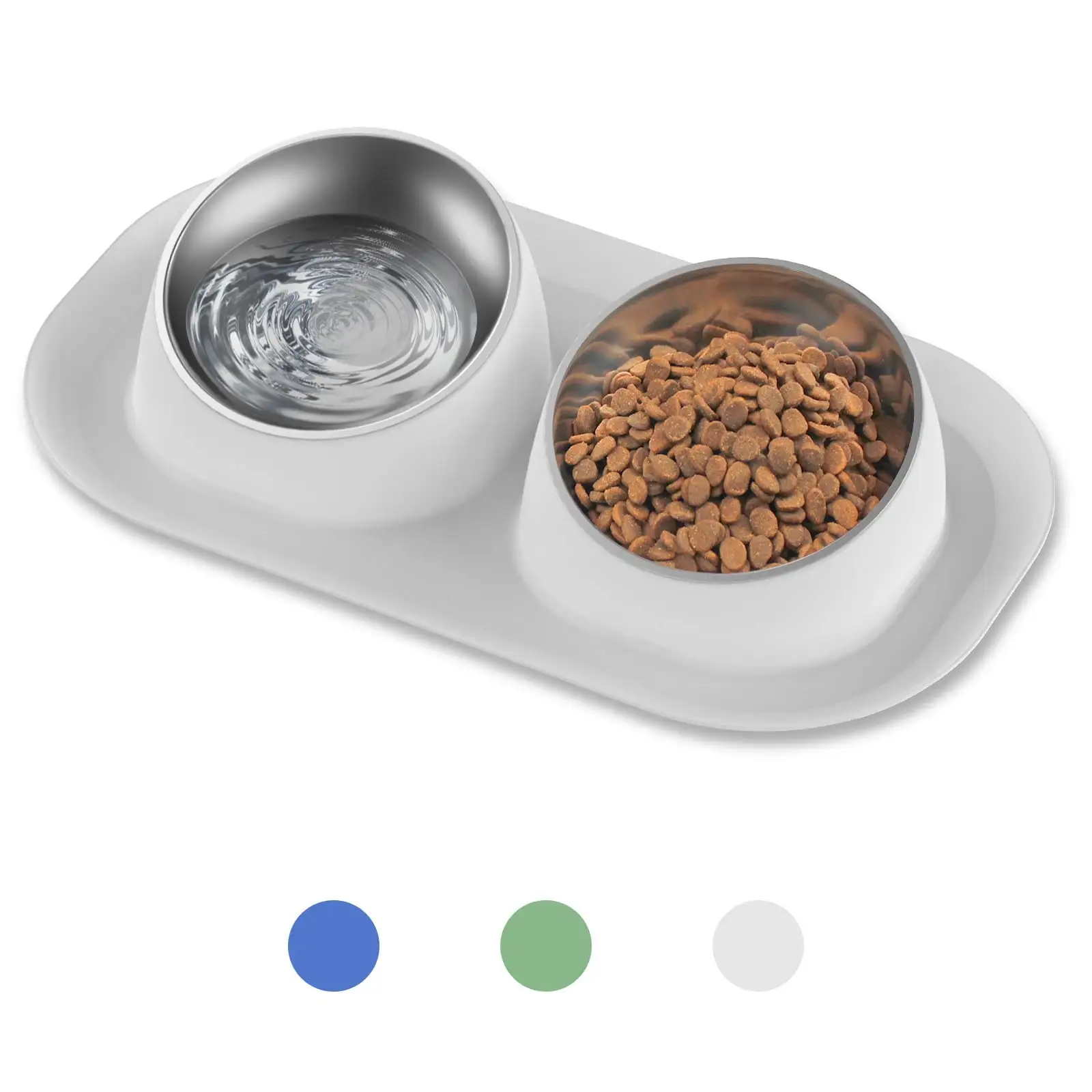 GZYS Elevated Stainless Steel Pet Food Bowl with Stands. Raised Dog Cat Feeding Bowls Set Suitable for Cats and Small Dogs. Gray