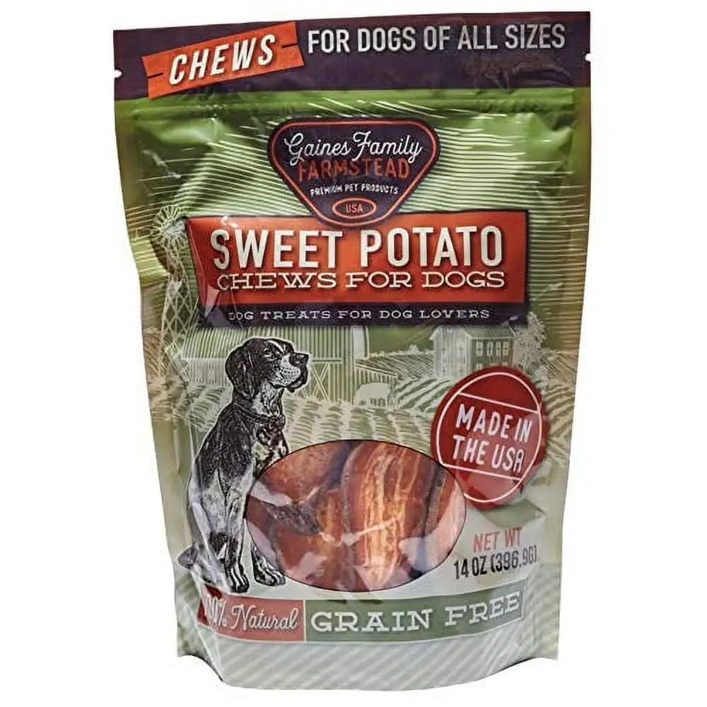 Gaines Family Farmstead Sweet Potato Dog Chews. 100% Natural Treats for Small & Large Dogs. Rawhide Alternative for Dog Training (14 oz. Bag)