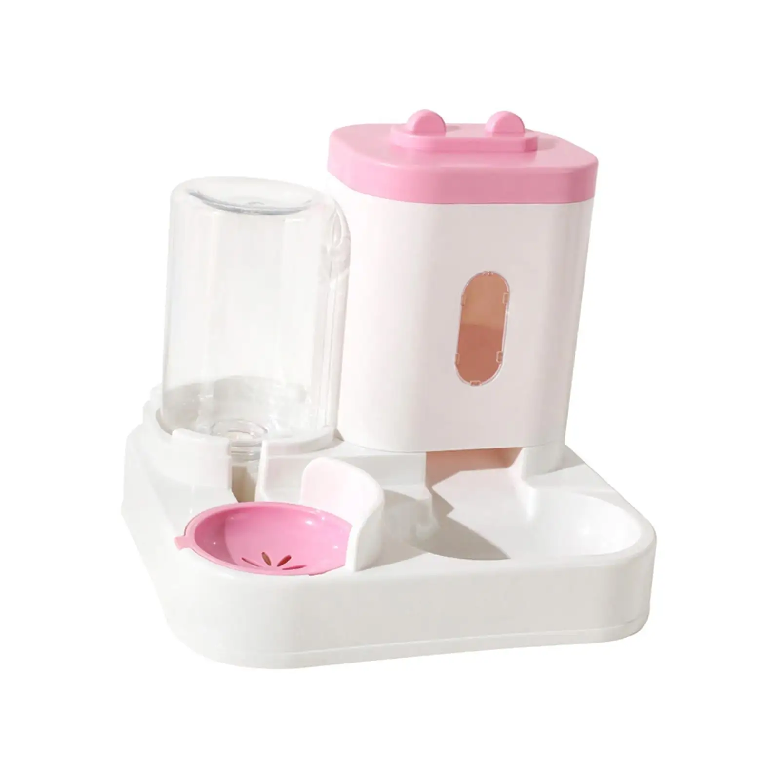 Gazechimp Automatic Pet Feeder 2 in 1 Cats Dog Water and Food Feeder for Small Animals Pink