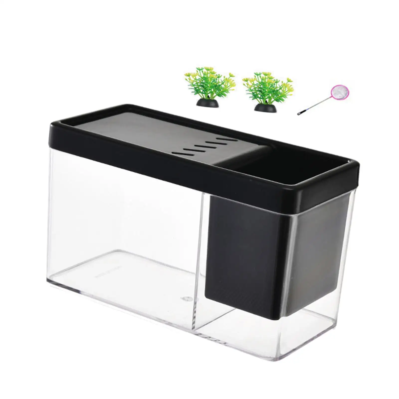 Gazechimp Tank Bowl Kits Multipurpose Clear Surface Terrarium Aquarium for Accessories Bedroom Household Office Seaweed Balls Black