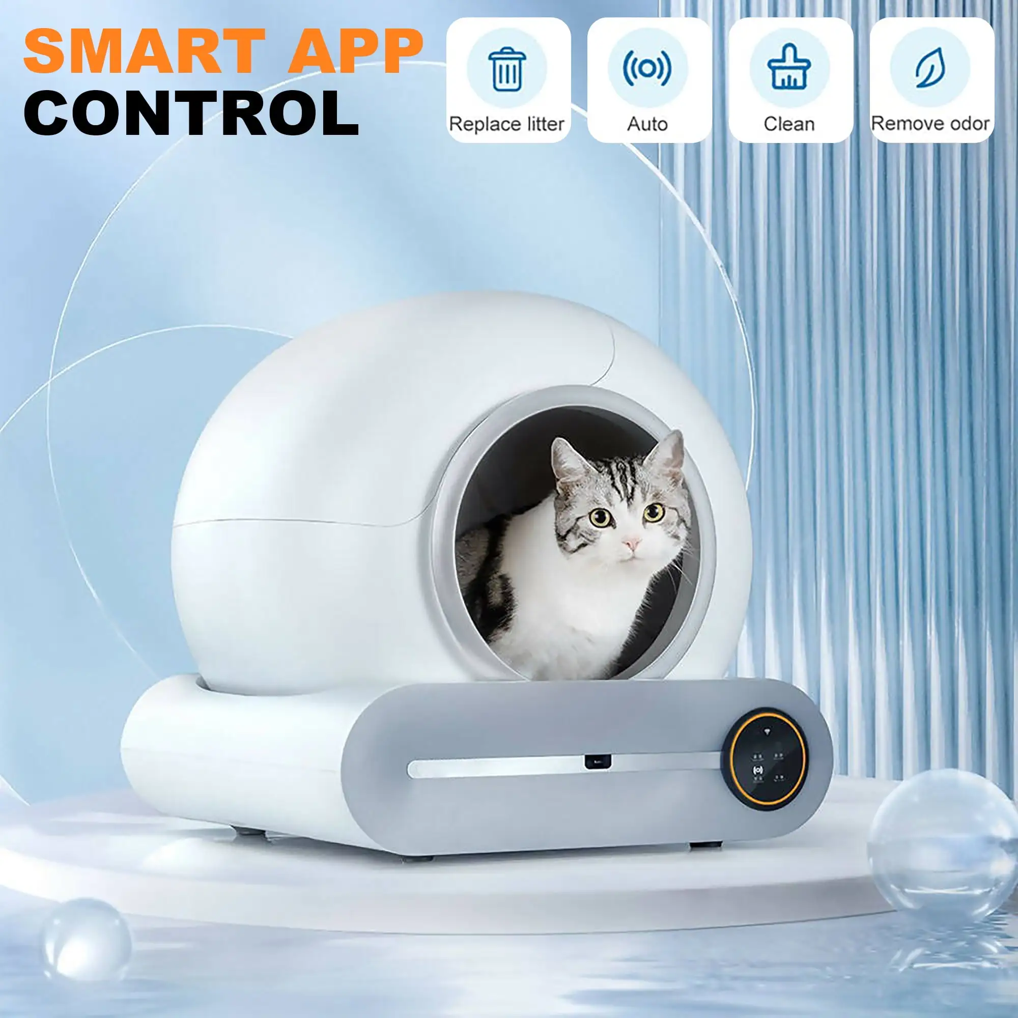 Glavbiku Smart Self-Cleaning Cat Litter Box with Liner.Odor Removal. App Control Support 2.4G WiFi