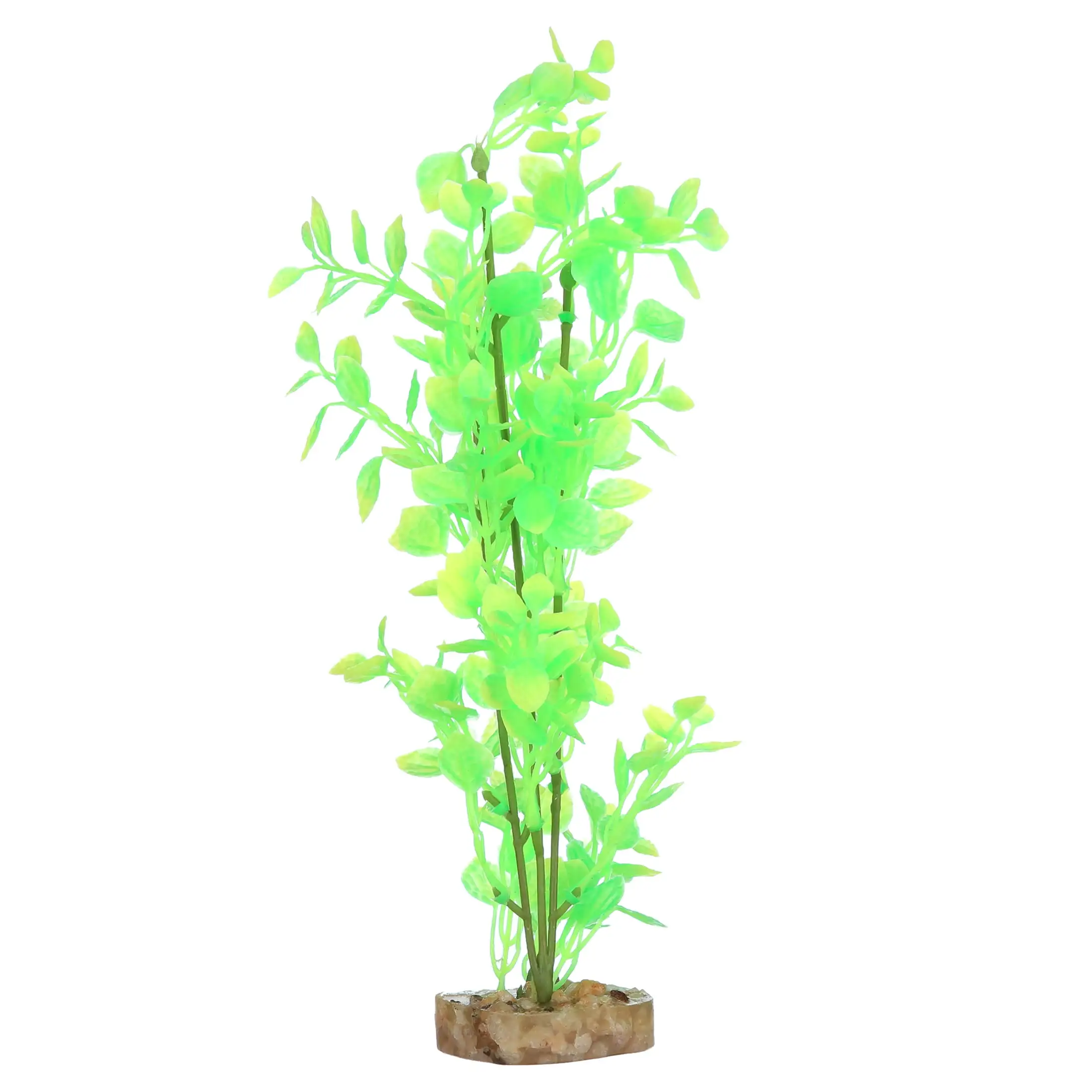 GloFish Plant Aquarium D??cor. Green And Yellow Large. Fluorescent Under Blue LED Light