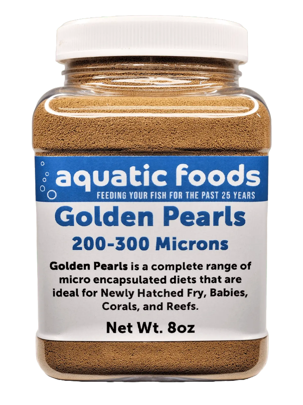 Golden Pearls 200-300 Micron Size For Newly Hatched Fry and Babies of Shrimp. Axolotls. Discus. Cichlids. Catfish. Tetras. Angel Fish. Guppies. Bettas. Goldfish. Corals. Reefs ??oz Small Jar