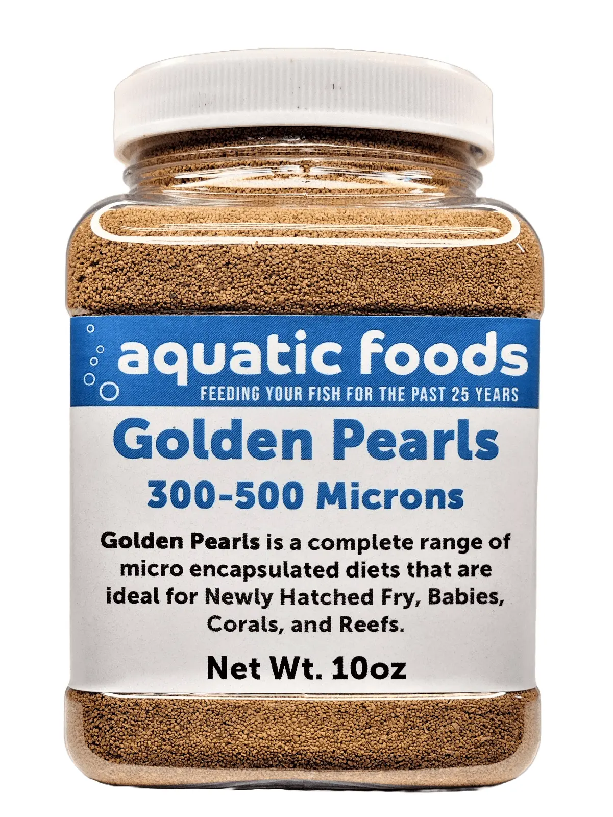 Golden Pearls 300-500 Micron Size For New Fry and Juveniles of Shrimp. Axolotls. Discus. Cichlids. Catfish. Tetras. Angel Fish. Guppies. Bettas. Goldfish. Corals. Reefs ??0oz Small Jar