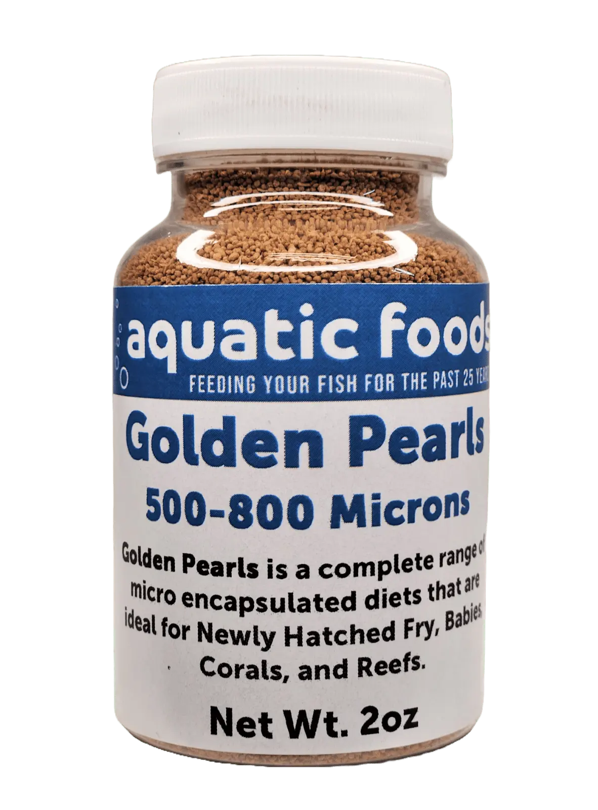 Golden Pearls 500-800 Micron Size For New Fry and Juveniles of Shrimp. Axolotls. Discus. Cichlids. Catfish. Tetras. Angel Fish. Guppies. Bettas. Goldfish. Corals. Reefs??oz Bottle