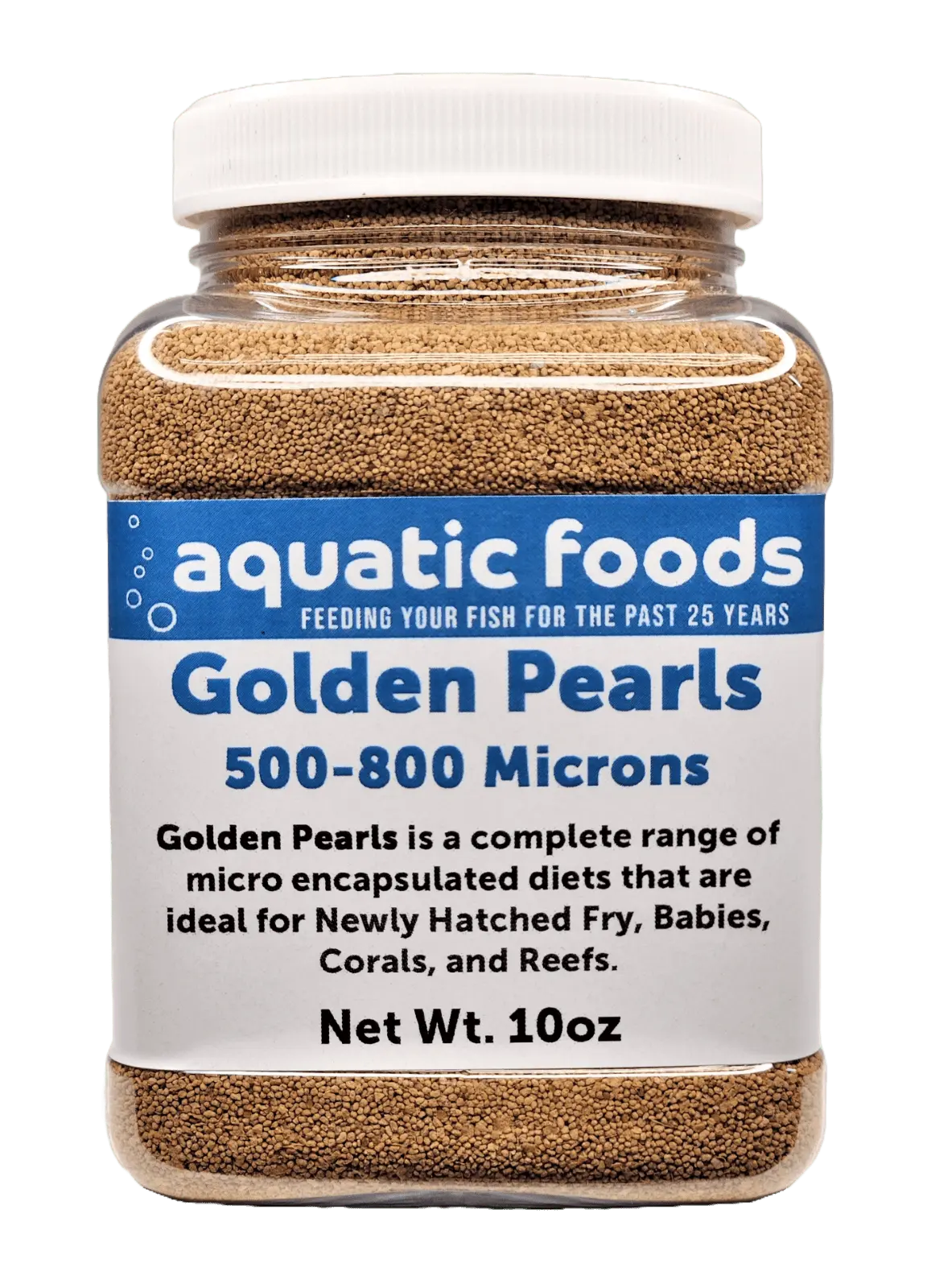 Golden Pearls 500-800 Micron Size For New Fry and Juveniles of Shrimp. Axolotls. Discus. Cichlids. Catfish. Tetras. Angel Fish. Guppies. Bettas. Goldfish. Corals. Reefs ??0oz Small Jar