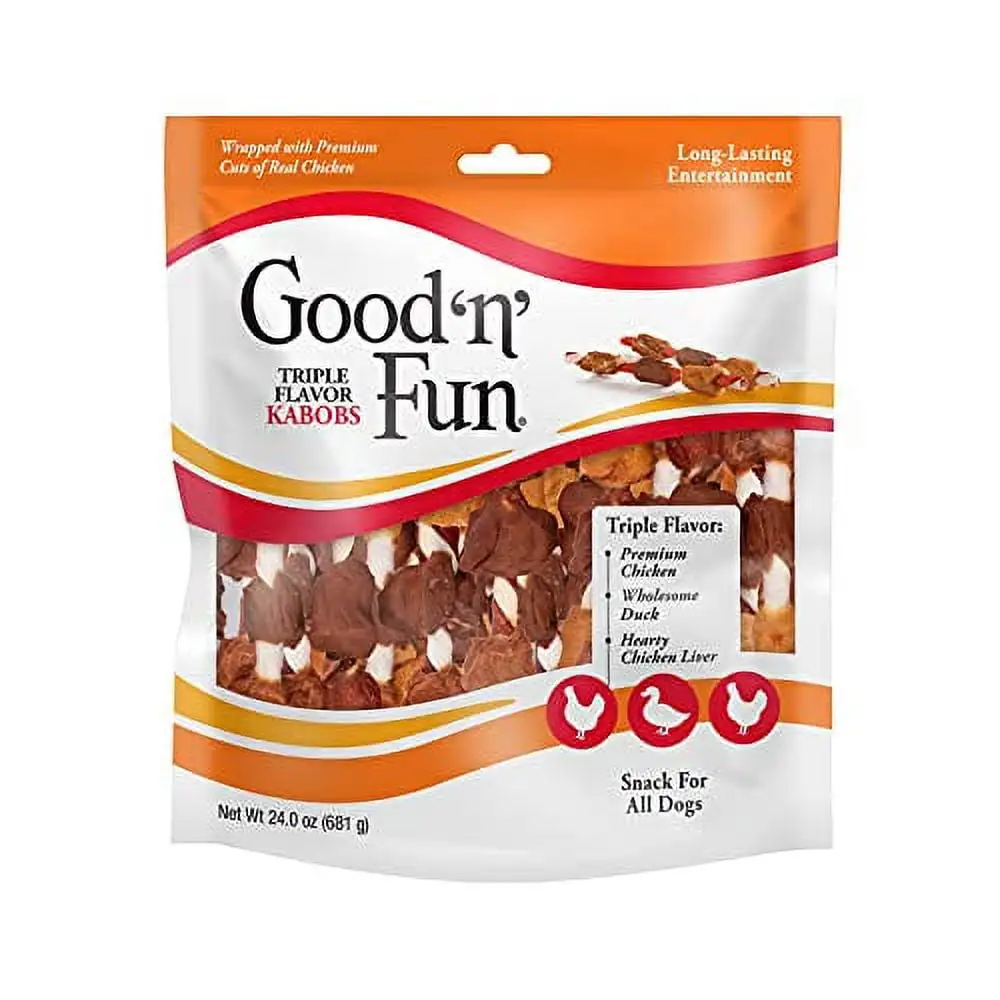 Good'N'Fun Triple Flavored Rawhide Kabobs for Dogs. 1.5 Pound (Pack of 1)