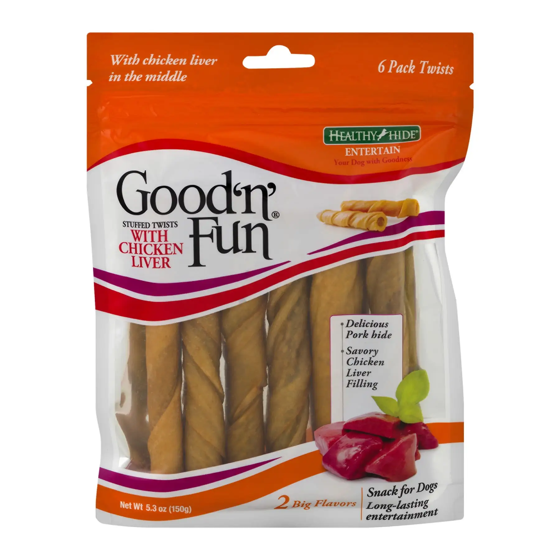 Good 'n' Fun Stuffed Twists With Chicken Liver - 6 PK. 5.3 OZ