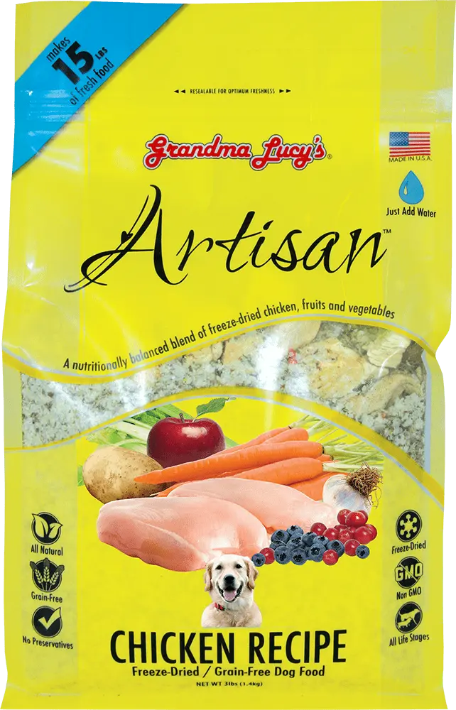 Grandma Lucy's Artisan Grain-Free Chicken Freeze-Dried Dog Food. 3-lb Bag