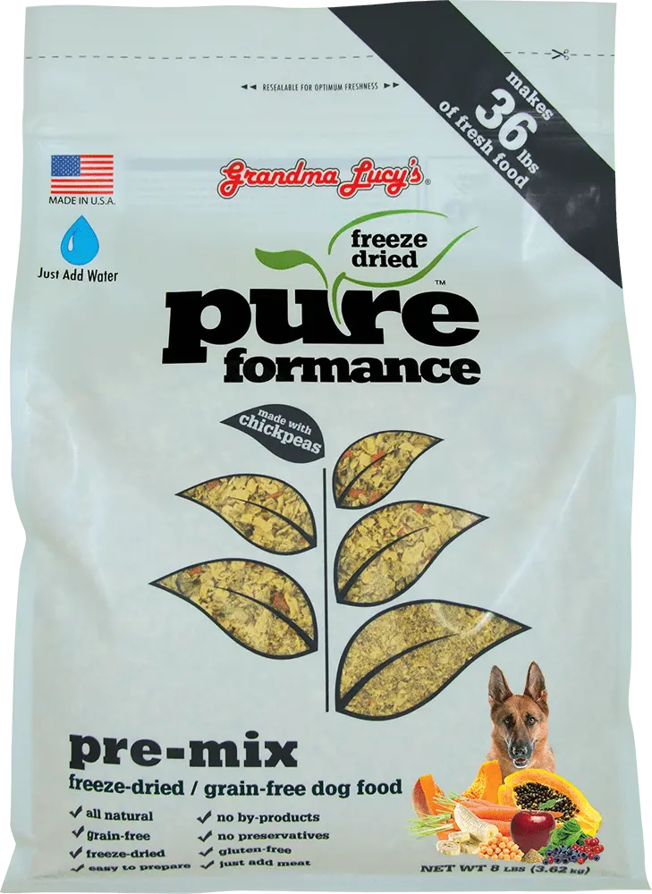 Grandma Lucy's Pureformance Grain-Free Freeze-Dried Dog Food Pre Mix. 8-lb Bag