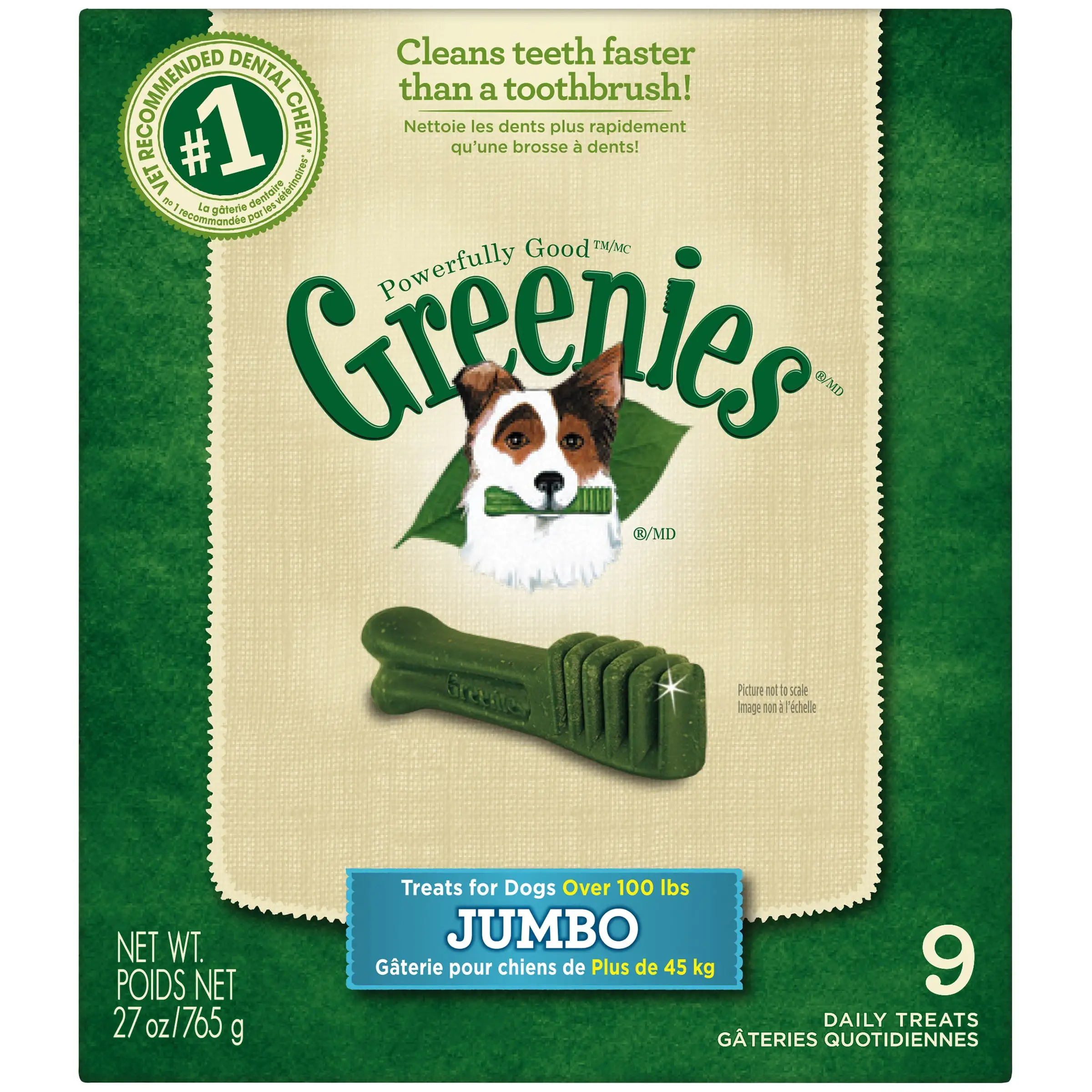 Greenies Dental Chews Jumbo Dog Treat. 9 Ct