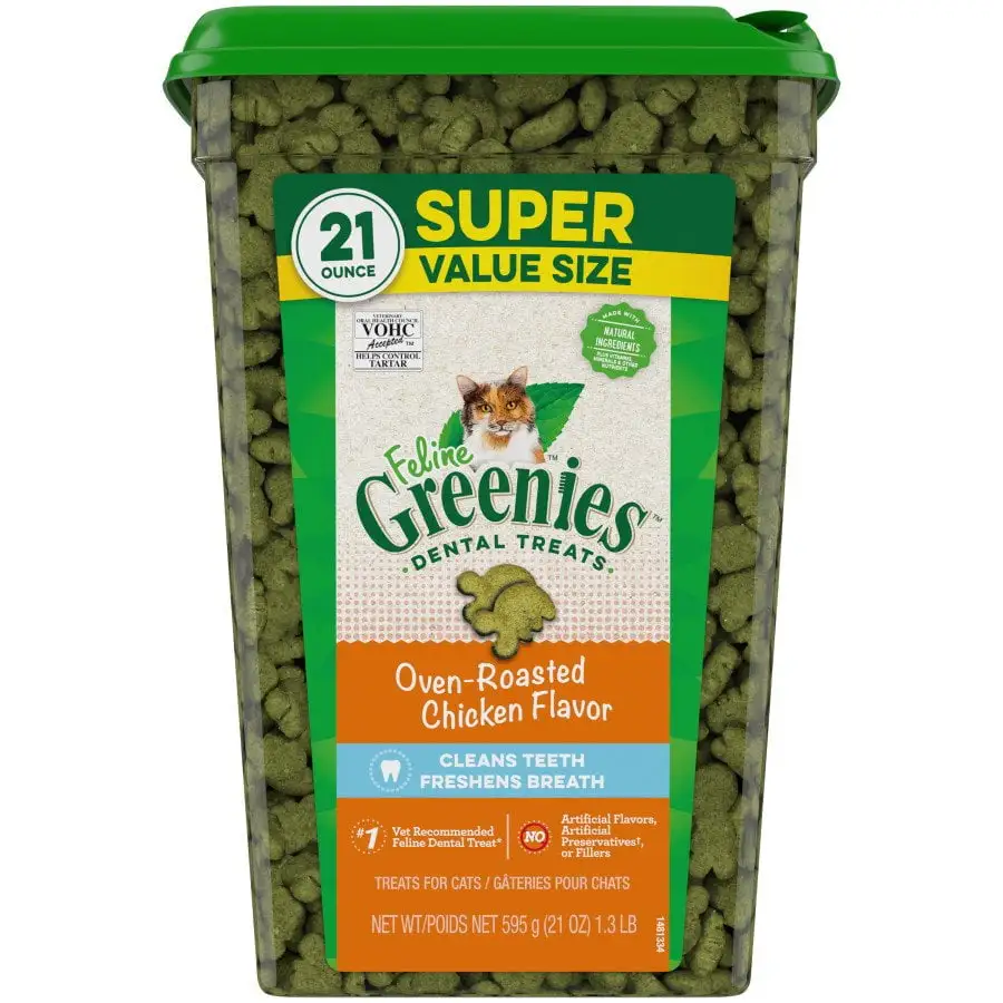 Greenies Feline Adult Cat Dental Treats Oven Roasted Chicken. 21 oz