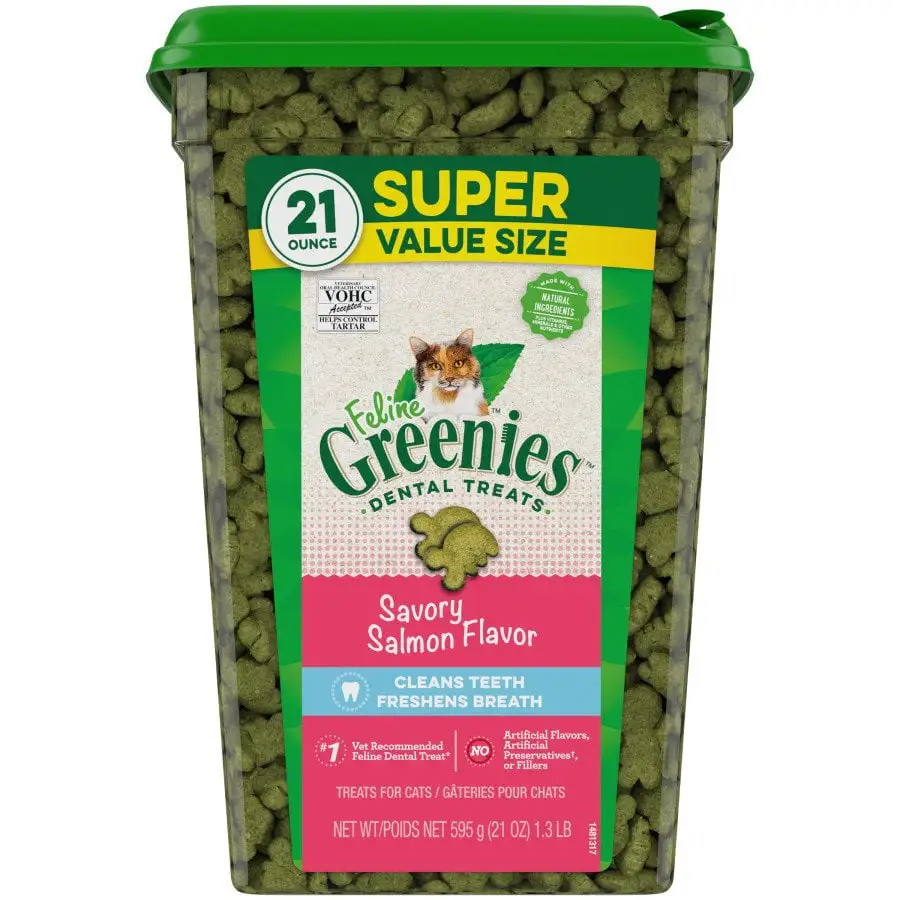 Greenies Feline Adult Cat Dental Treats Savory Salmon. 21 oz