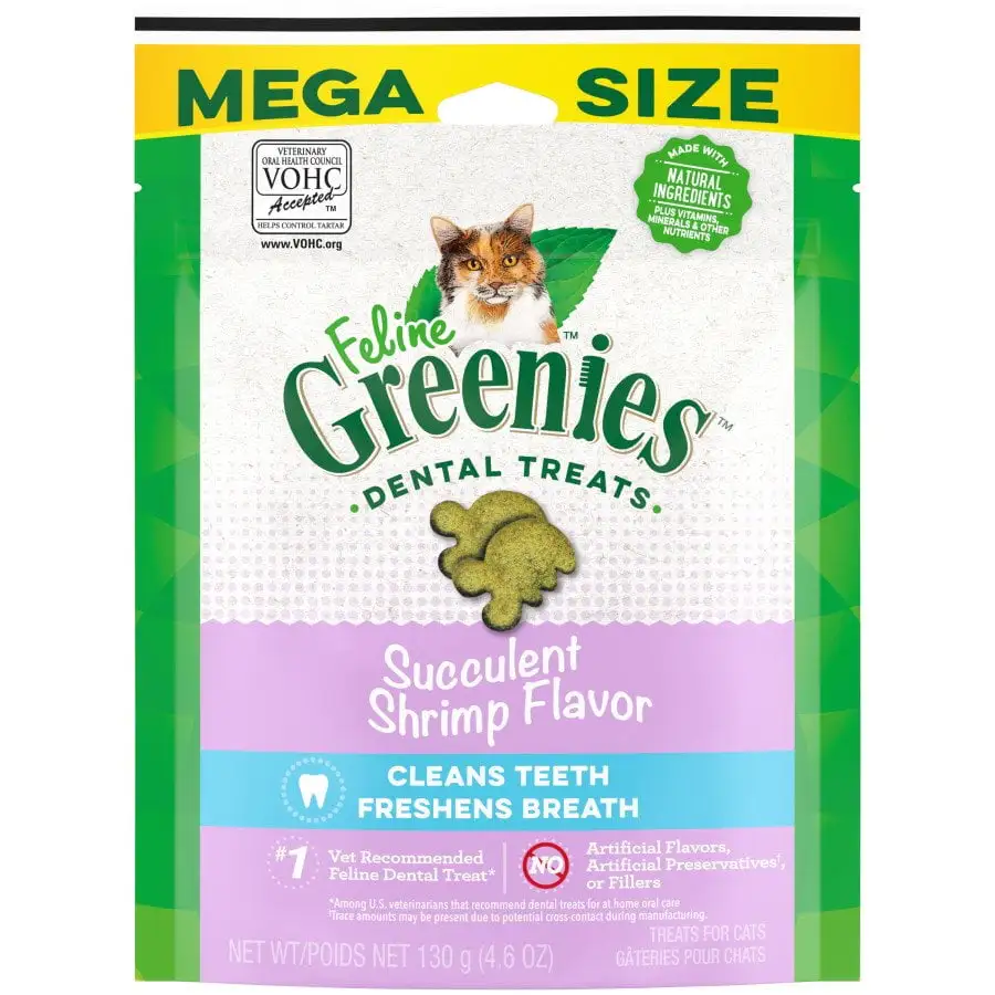 Greenies Feline Adult Cat Dental Treats Succulent Shrimp. 2.1 oz