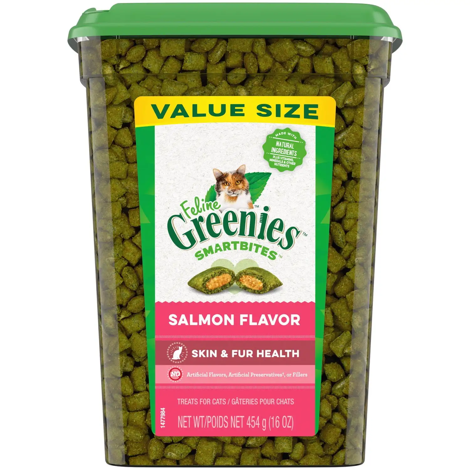 Greenies Feline Smartbites Salmon Flavor Treats for Cats Value Size. 16 oz Tub