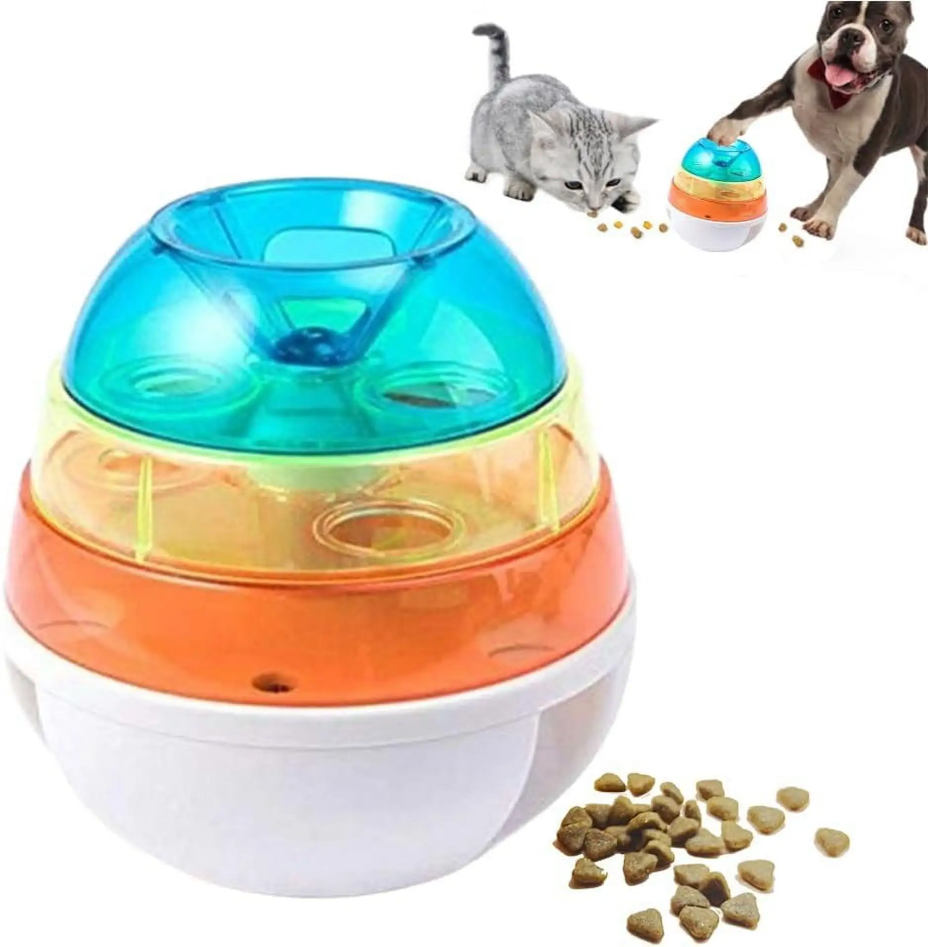 Grofry Egg Shape Tumble Food Dispensing Tumbler Ball Pet Food Treat Dispensing Toy Dog Treat Tower Bite Resistant Tumbler Design Relieve Boredom Dog Leaky Food Toy