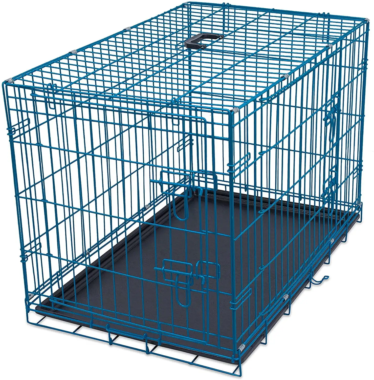 Guagum Wire Dog Crate for Medium Dogs | Medium (36 Inches) | Double Door Metal Steel Crates for Dogs | Indoor Pet Home | Folding and Collapsible Cage - Blue