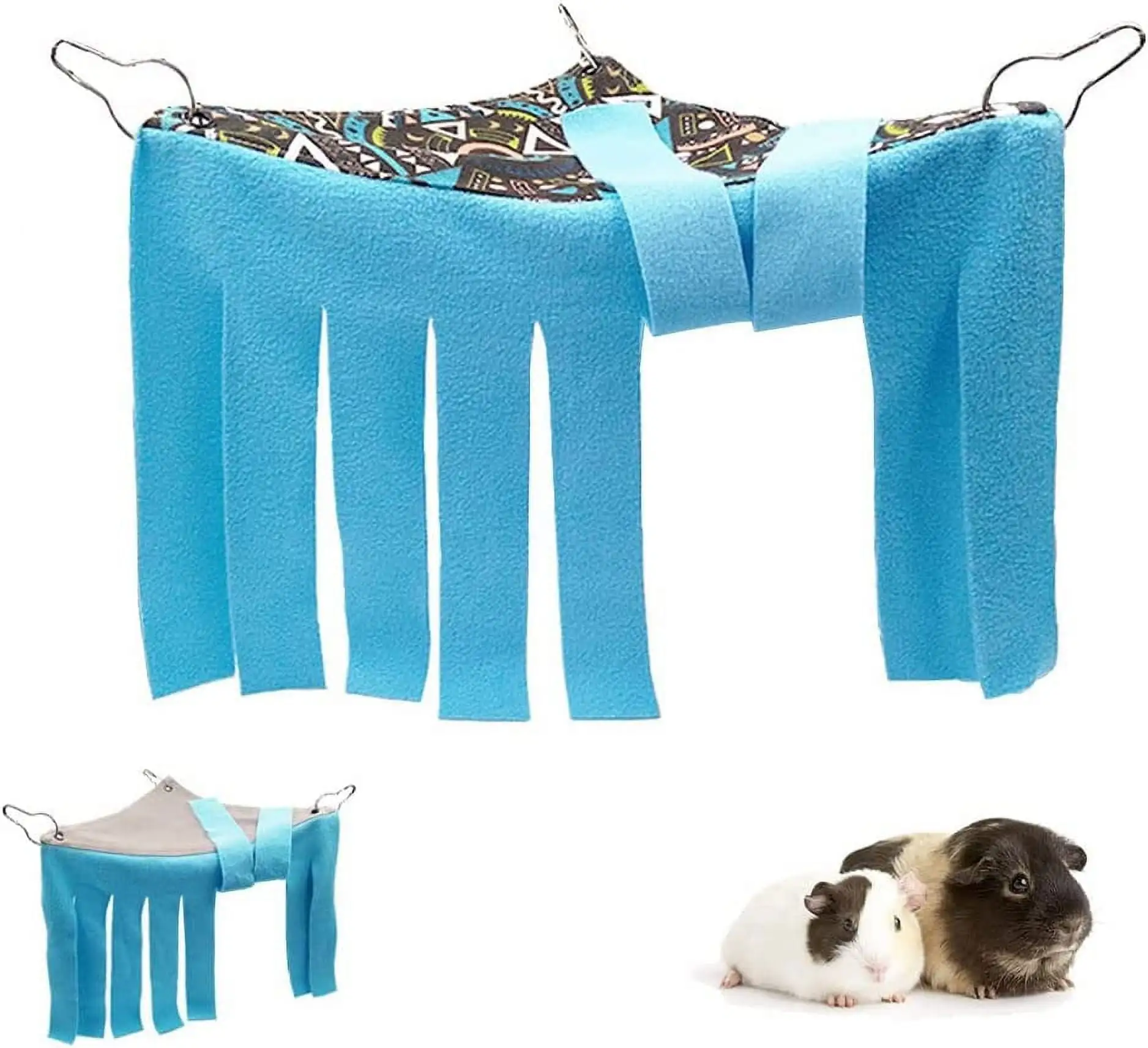 Guinea Pig Hideout Hideaway Corner Fleece Toys Cage Accessories. Geo/Gray