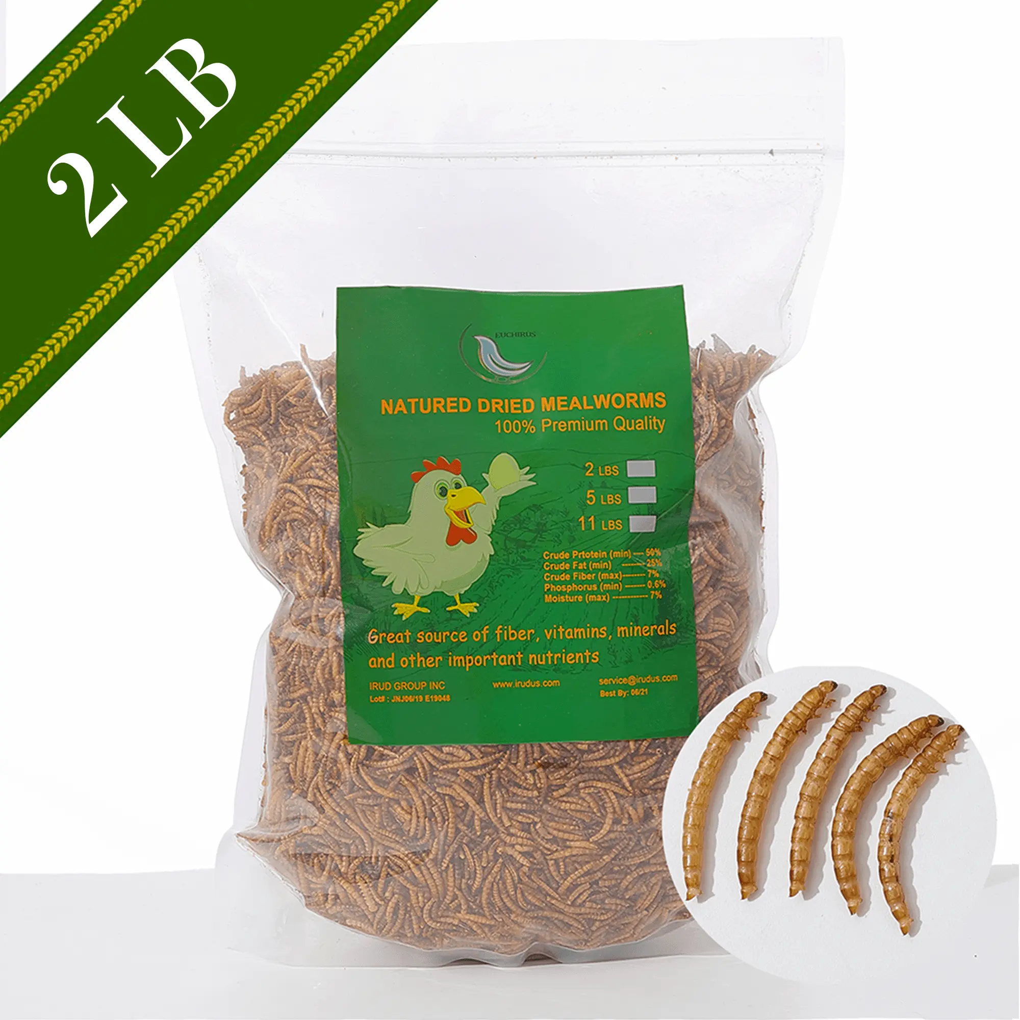 HANDMEN 2LB Dried Mealworms. 100% Natural Non-GMO. High Protein Meal Worms.Treats for Chickens. Ducks. Birds. Fish. Hamsters. Hedgehogs and Turtles