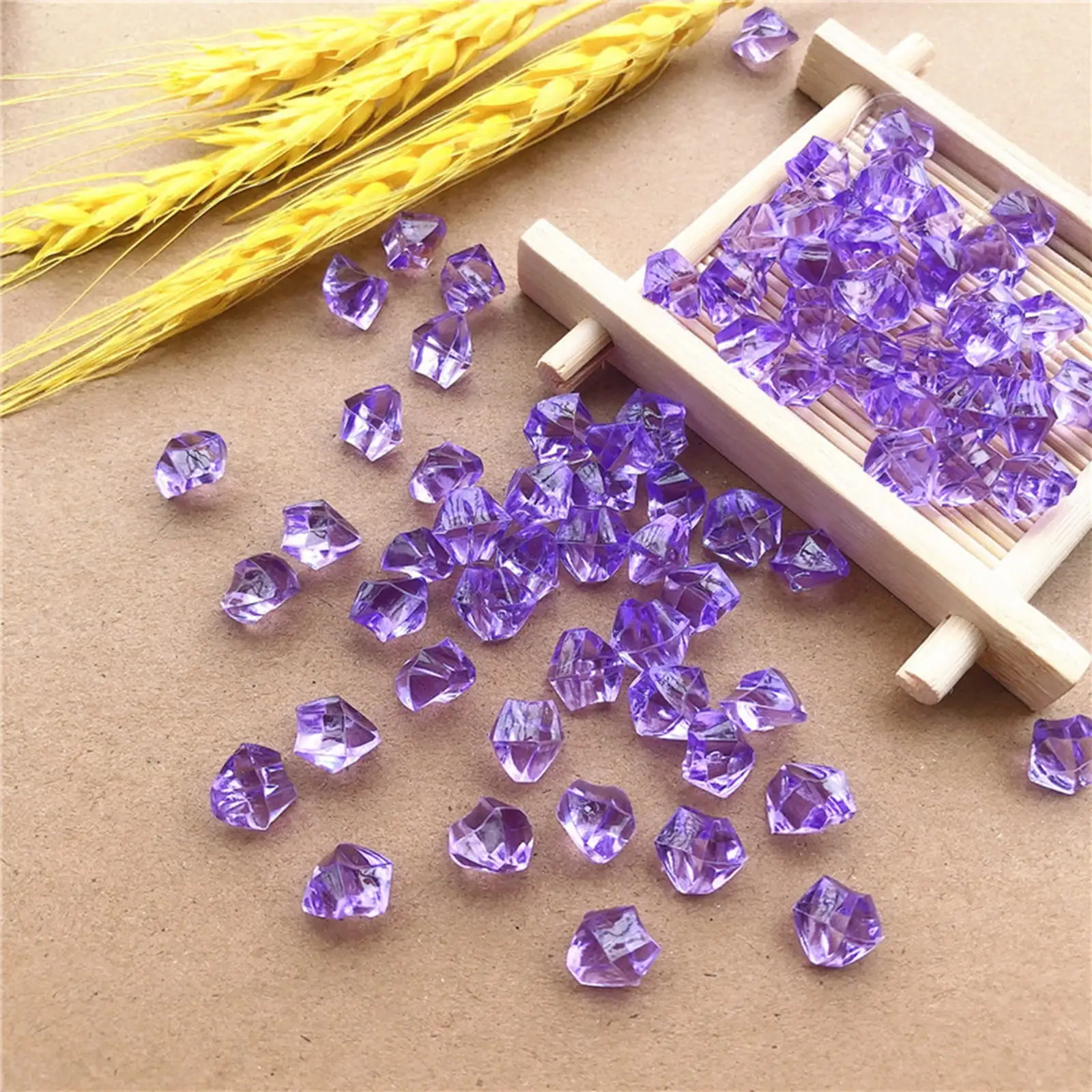 HANXIULIN Acrylic Stones 200Pcs Plastic Gem Stone Ice Rocks Table Scatter Vase Fish Tank Decoration Purple Home Decor