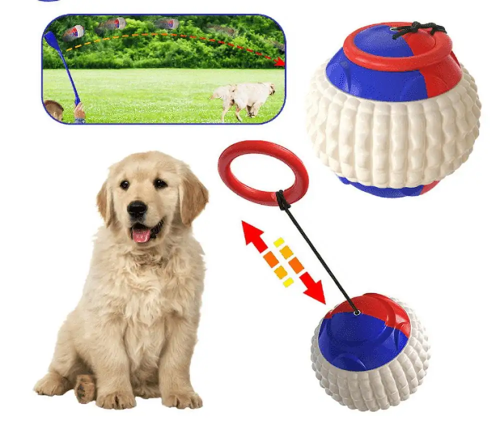 HAOAN Dog Hand Thrower Toy Launcher Ball Retractable Rope Tether Dog Puzzle Ball Herding Ball for Playing Molar Dog Medium Large Dog