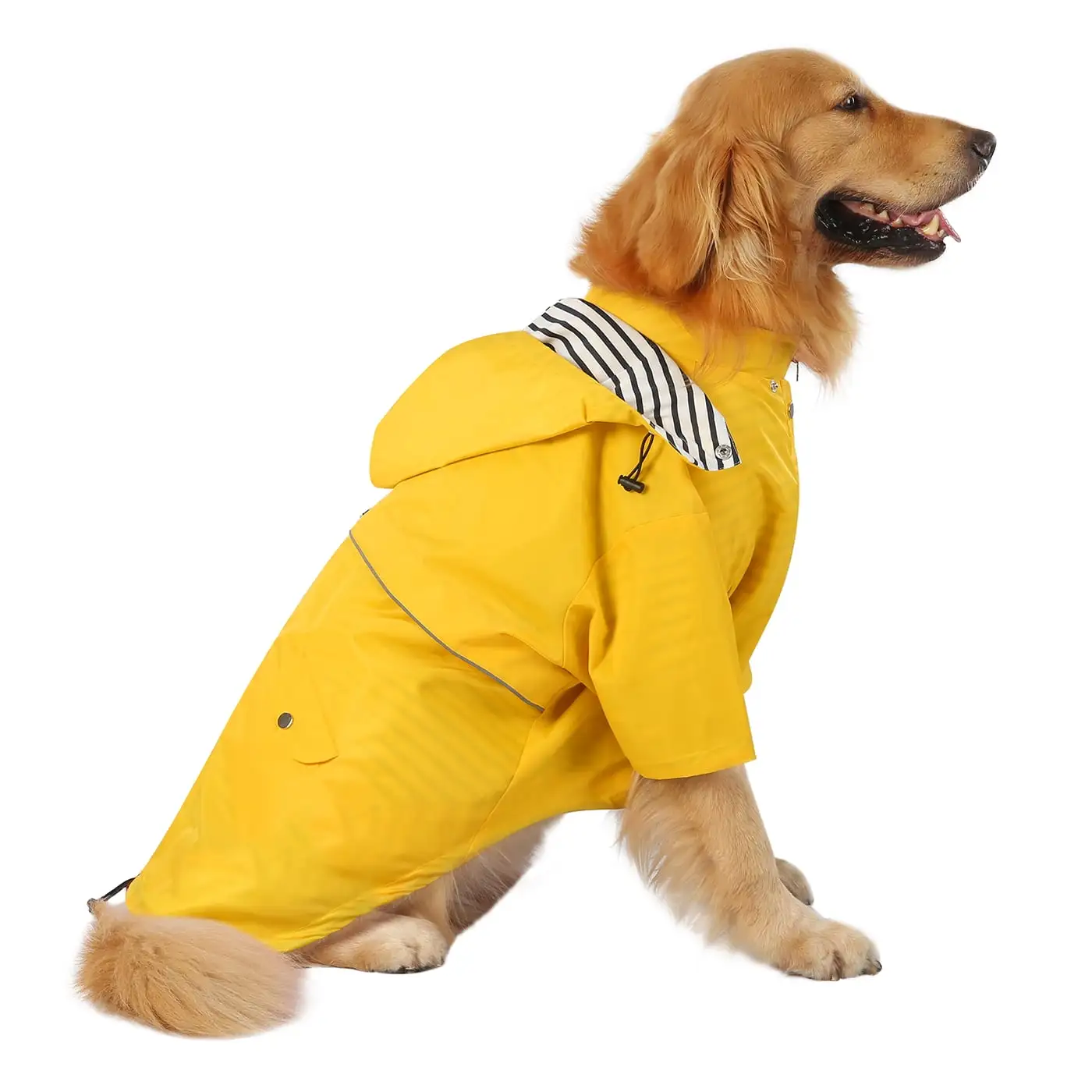 HDE Dog Raincoat Double Layer Zip Rain Jacket with Hood for Small to Large Dogs Yellow XL