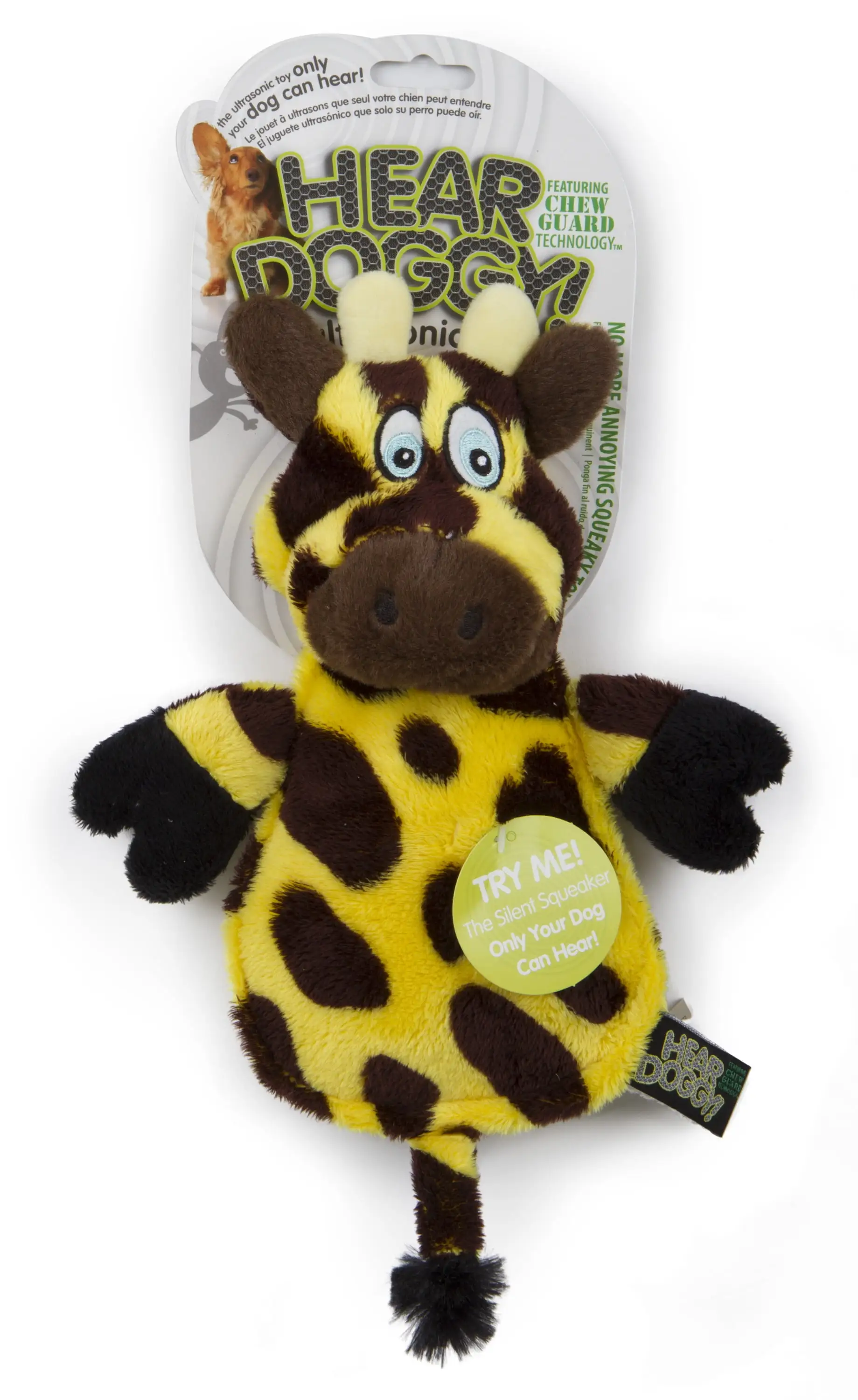 HEAR DOGGY!? Flattie Giraffe with Chew Guard Technology? and Silent Squeak Technology? Plush Dog Toy