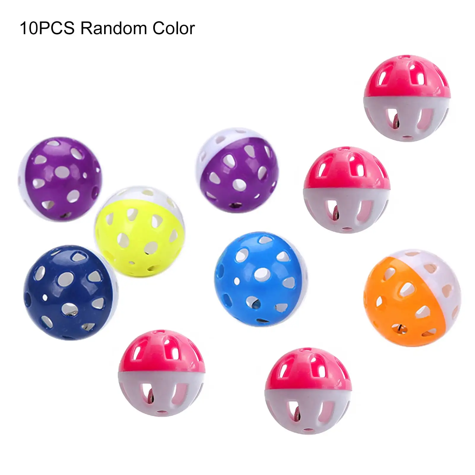 HEVIRGO 10Pcs Pet Cats Kitten Hollow Bell Ball Scratch Playing Interactive Sound Chew Toy Multi-color Plastic Metal