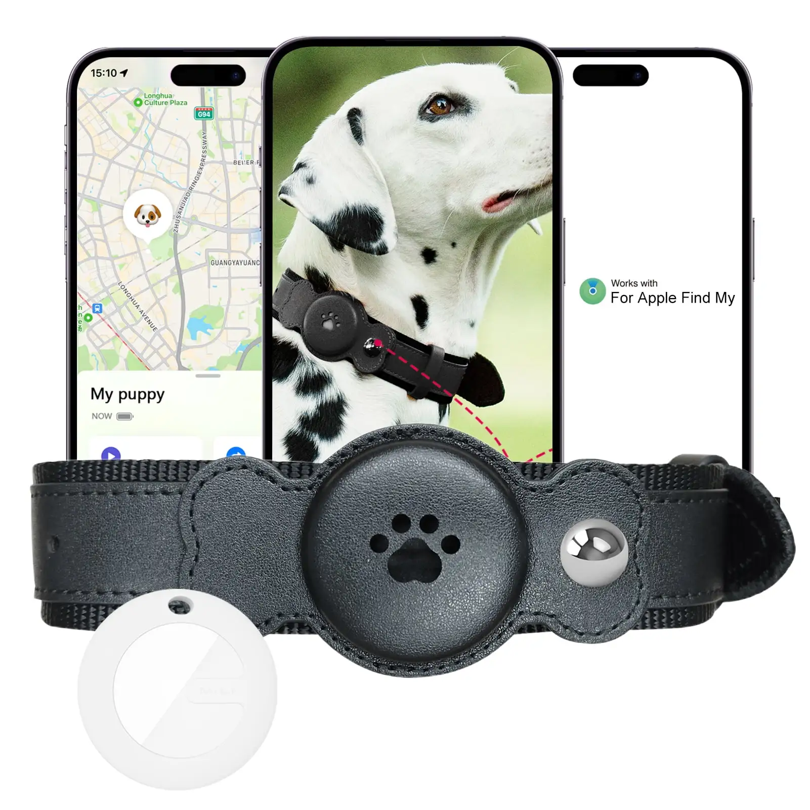 HEVIRGO Pet Collar with Waterproof GPS Tracker. Dogs Real-Time Location Tracking Long Battery Life Adjustable Pet Collar