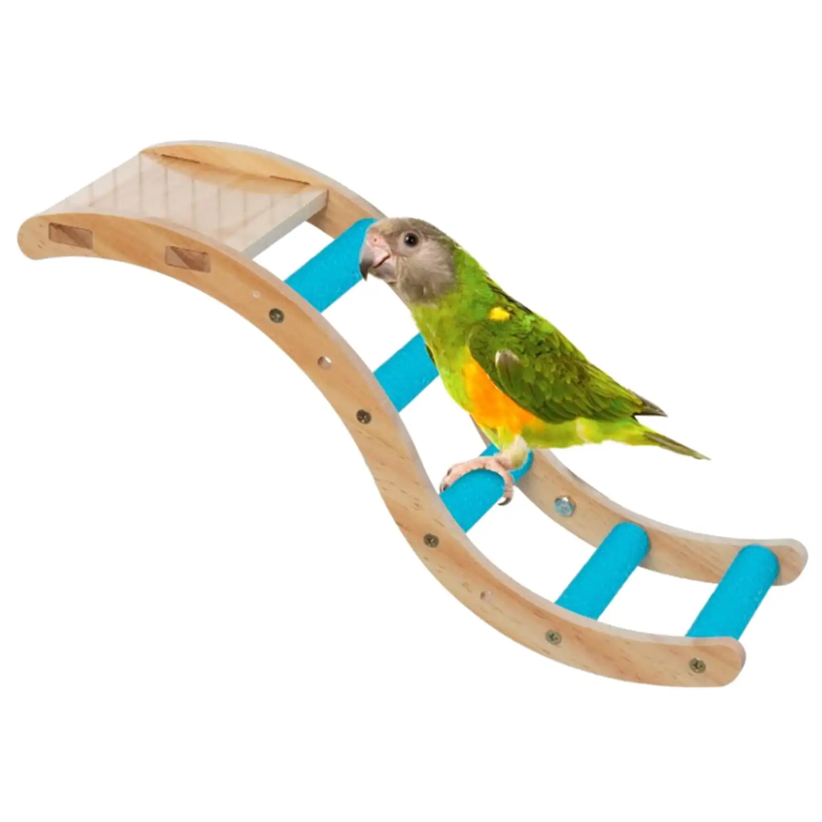 HIABIO Bird Perch Ladder Natural Wood Stand Platform Sanded Stairs Nail Grooming Toy