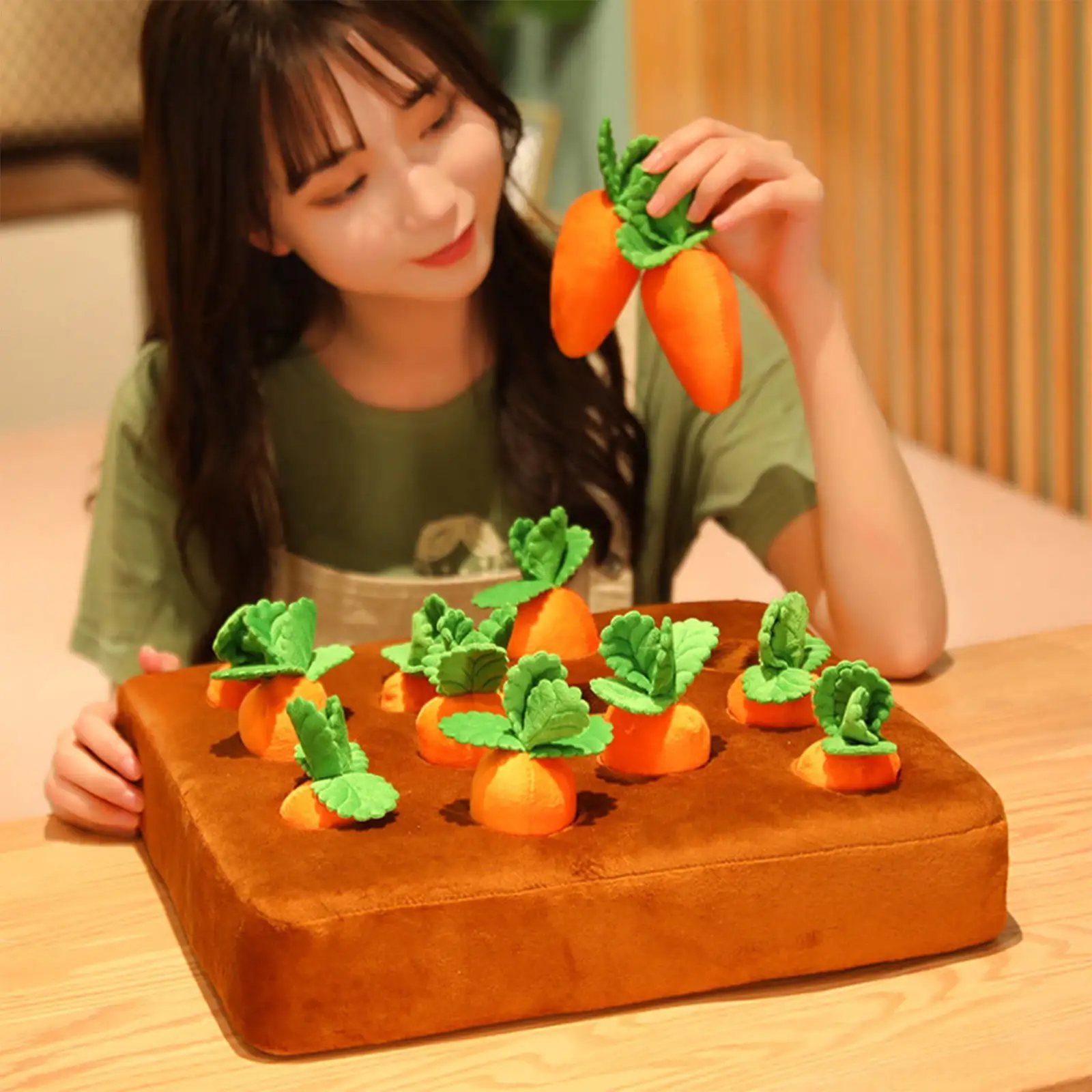 HKEJIAOI Plush Toys for Girls 1-16 Dog Carrot Plush Toy. Pull Radish Dog Chew Toy. Pet Interaction Pull The Carrot Stuffed Toy. Interactive Snuffle Mat Plush Vegetable Field. Vegetable Chew Toy