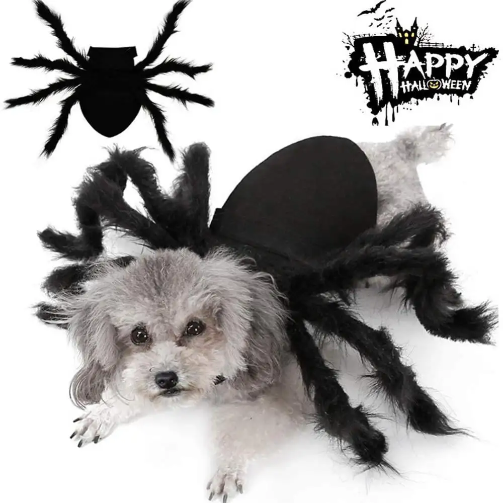 Halloween Dog Cat Spider Costume.Halloween Cosplay Costumes for Small Dogs and Cat. Puppy Cat Dress Up Accessories.S.Black