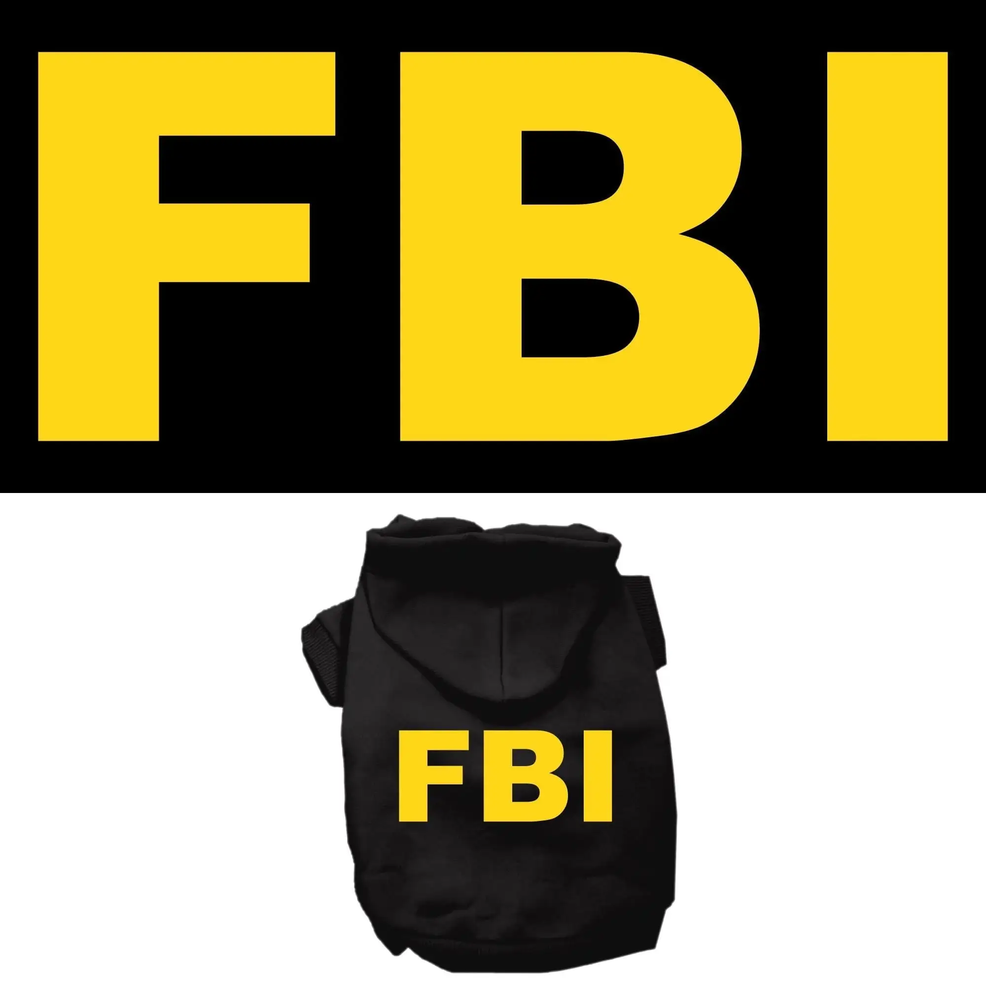 Halloween Pet. Dog Cat Hoodie Screen Printed. FBI Costume