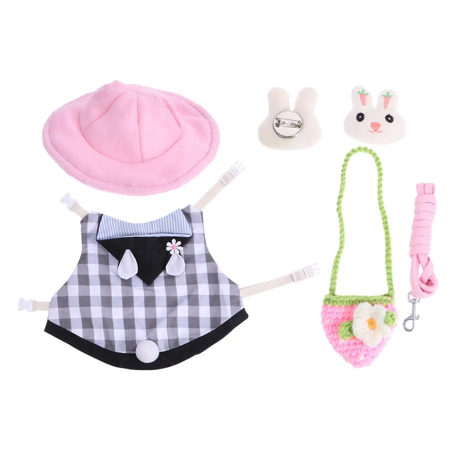 Hamster Bunny Vest Leash Costume Set with Adorable Pet Dress Up Supplies