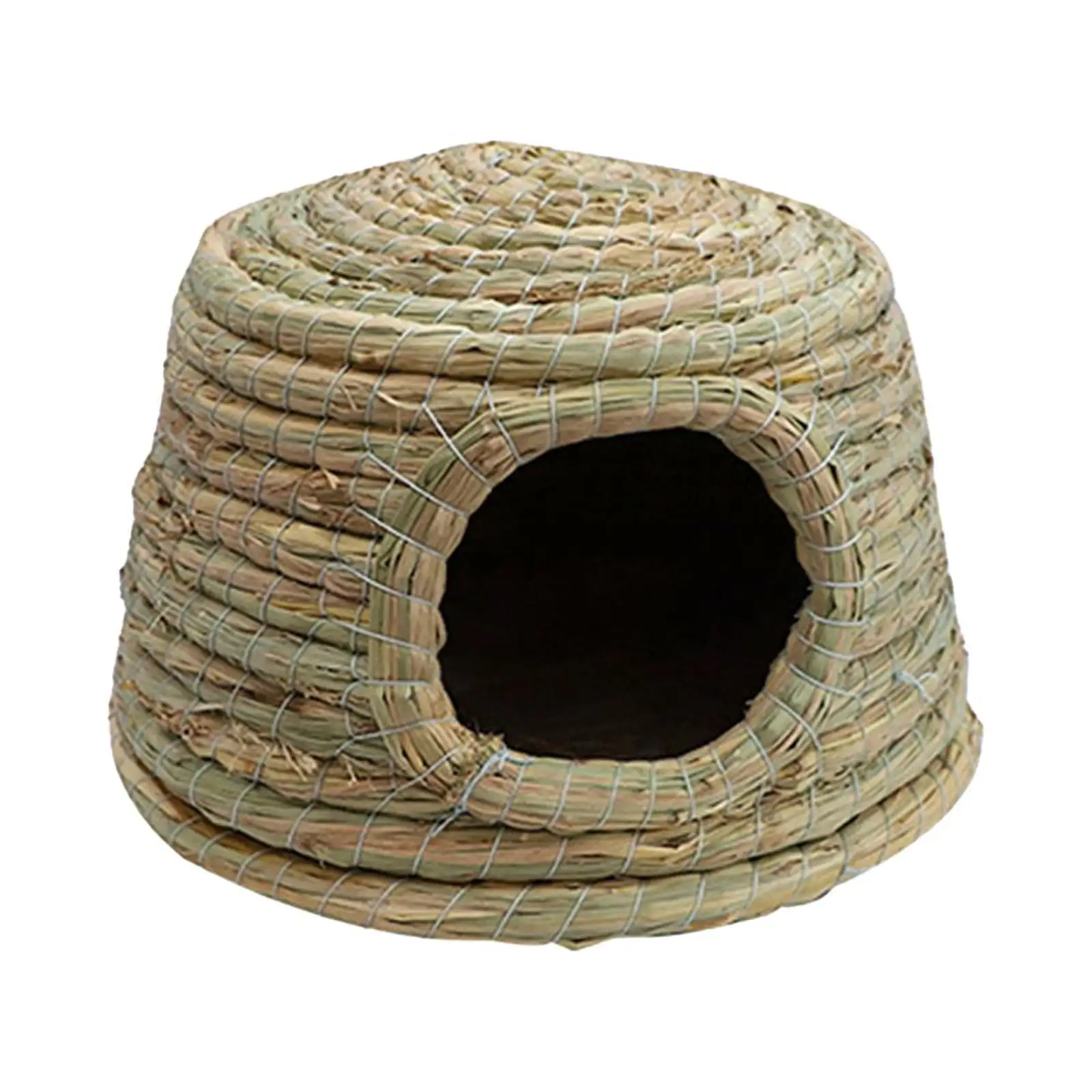 Handmade Rabbit . Pet Straw Shelter Lay Hay Bed Cottage Durable Stable Hideout Hut Chew Toys for Squirrels Guinea Pig Chinchilla Large