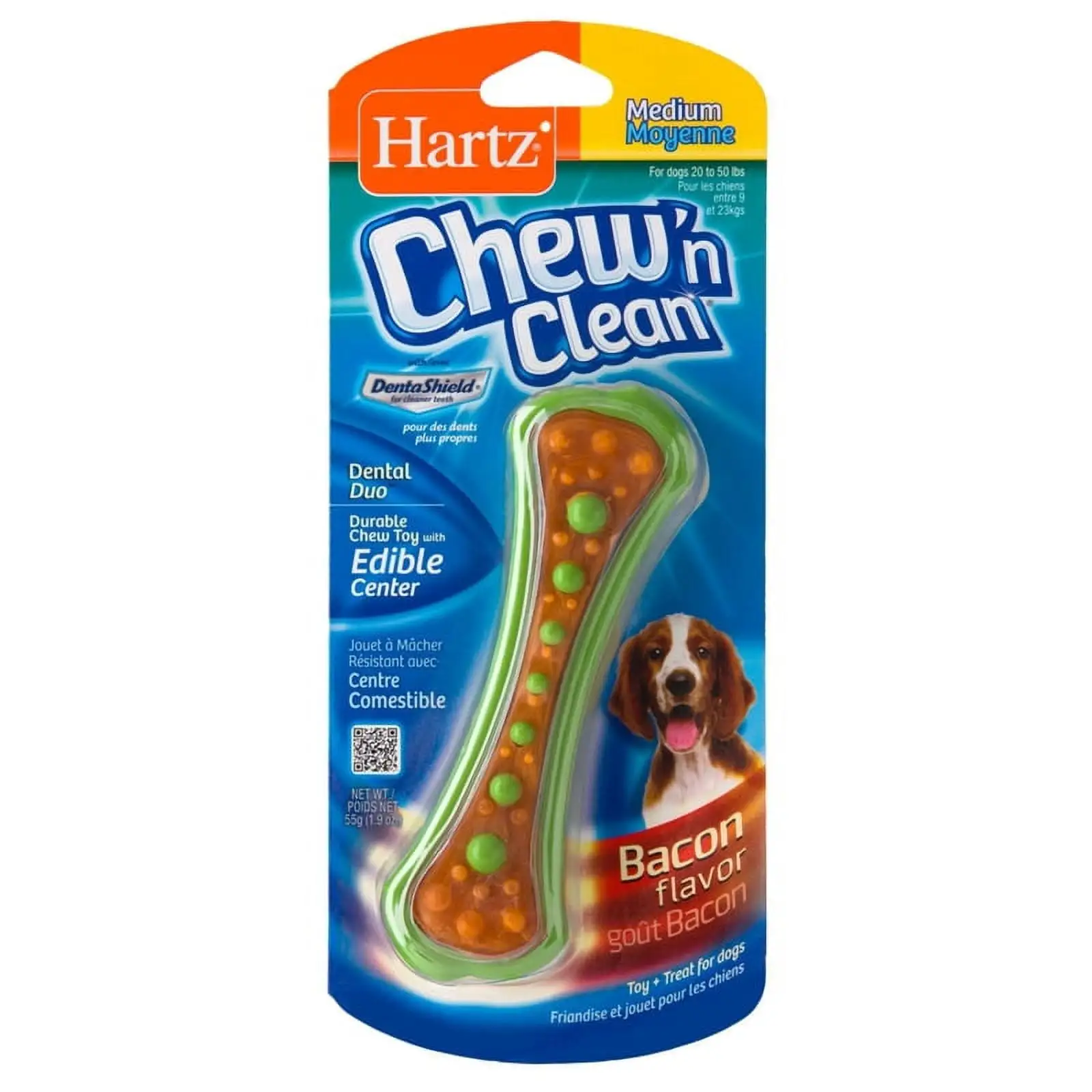 Hartz Chew 'n Clean Dental Duo Dog Toy. Medium. Color May Vary