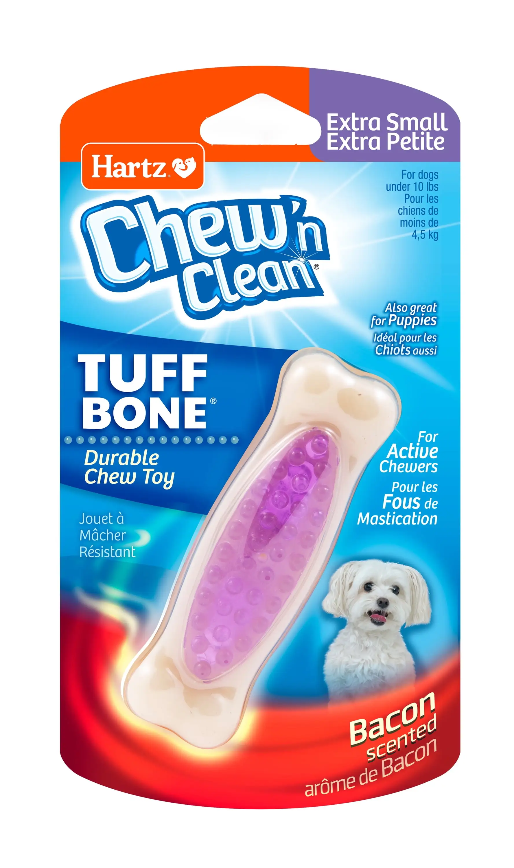 Hartz Chew n Clean Tuff Bone Extra Small Durable Bacon Scented Chew Toy