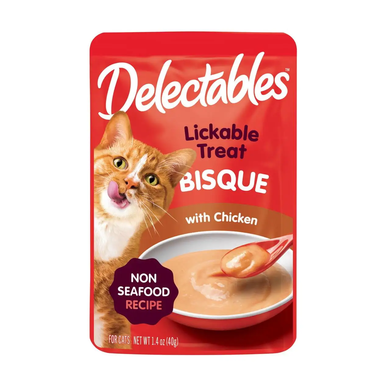 Hartz Delectables Bisque Non-Seafood Lickable Wet Cat Treats. Chicken - 1.4oz. One Pouch