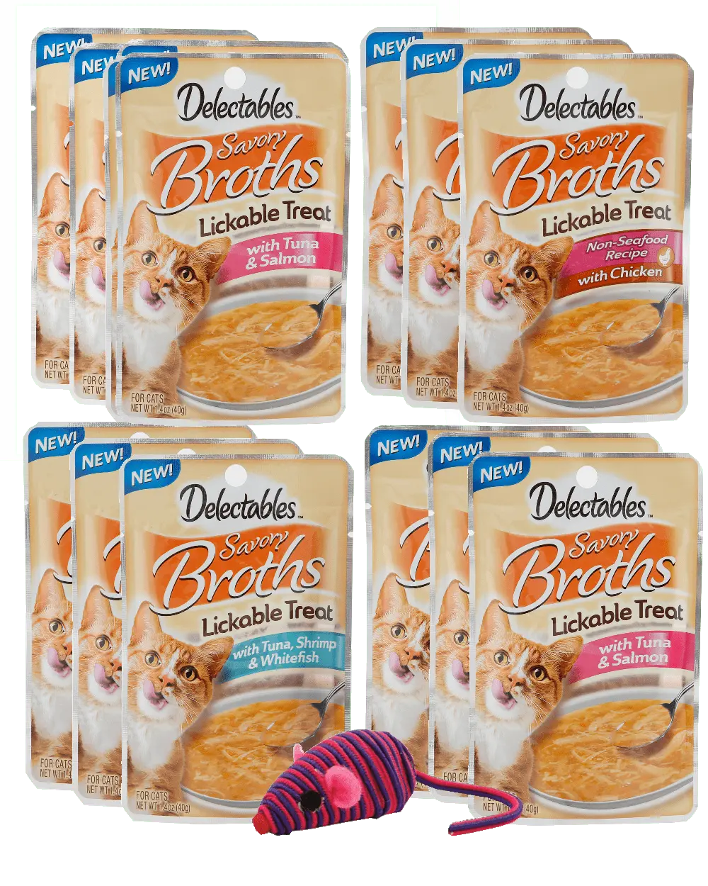 Hartz Delectables Savory Broths Lickable Flavor:Broth Assorted Pack of 12