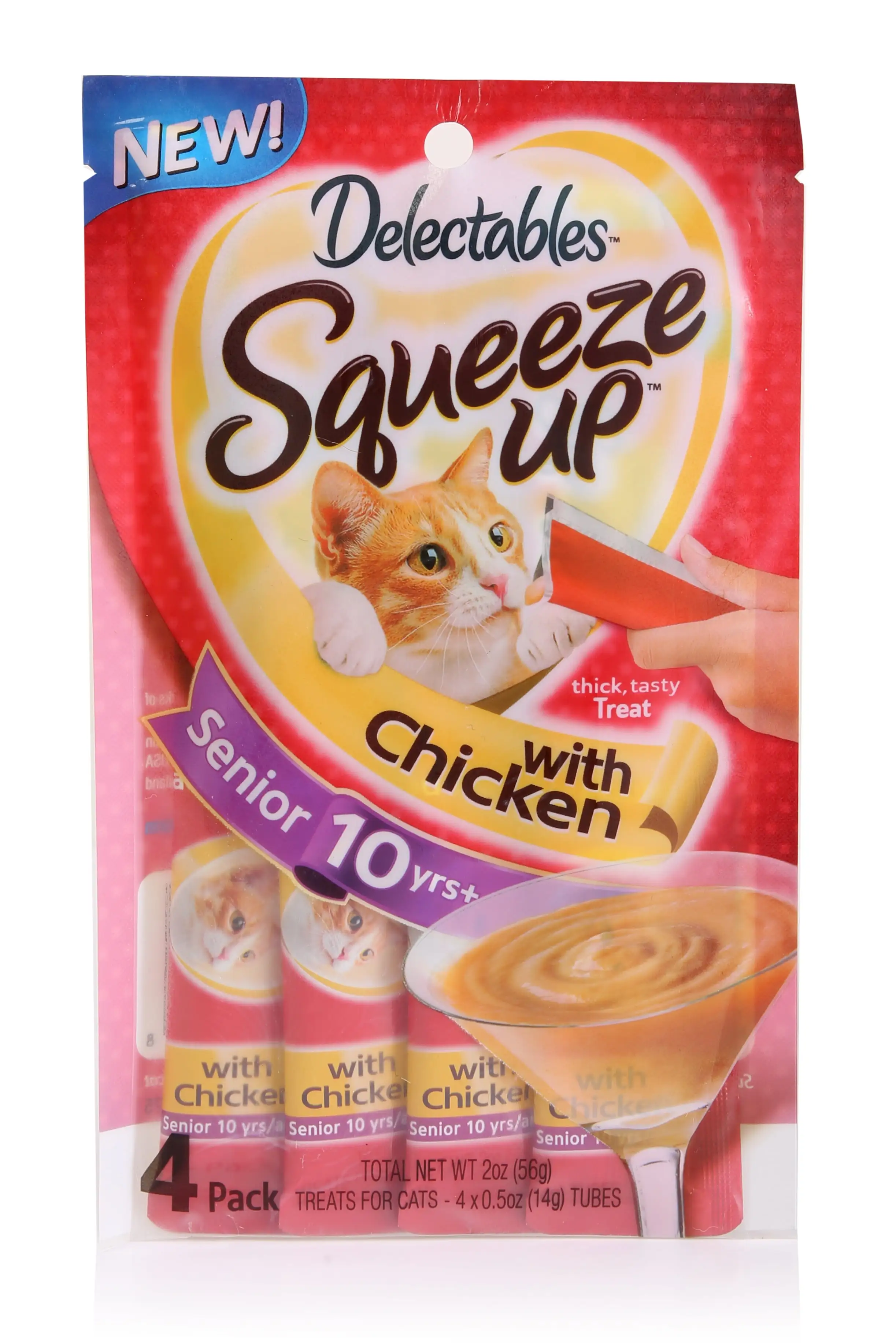 Hartz Delectables Squeeze Up Lickable Wet Cat Treats. Chicken Senior 10+ Years. 4 Pack