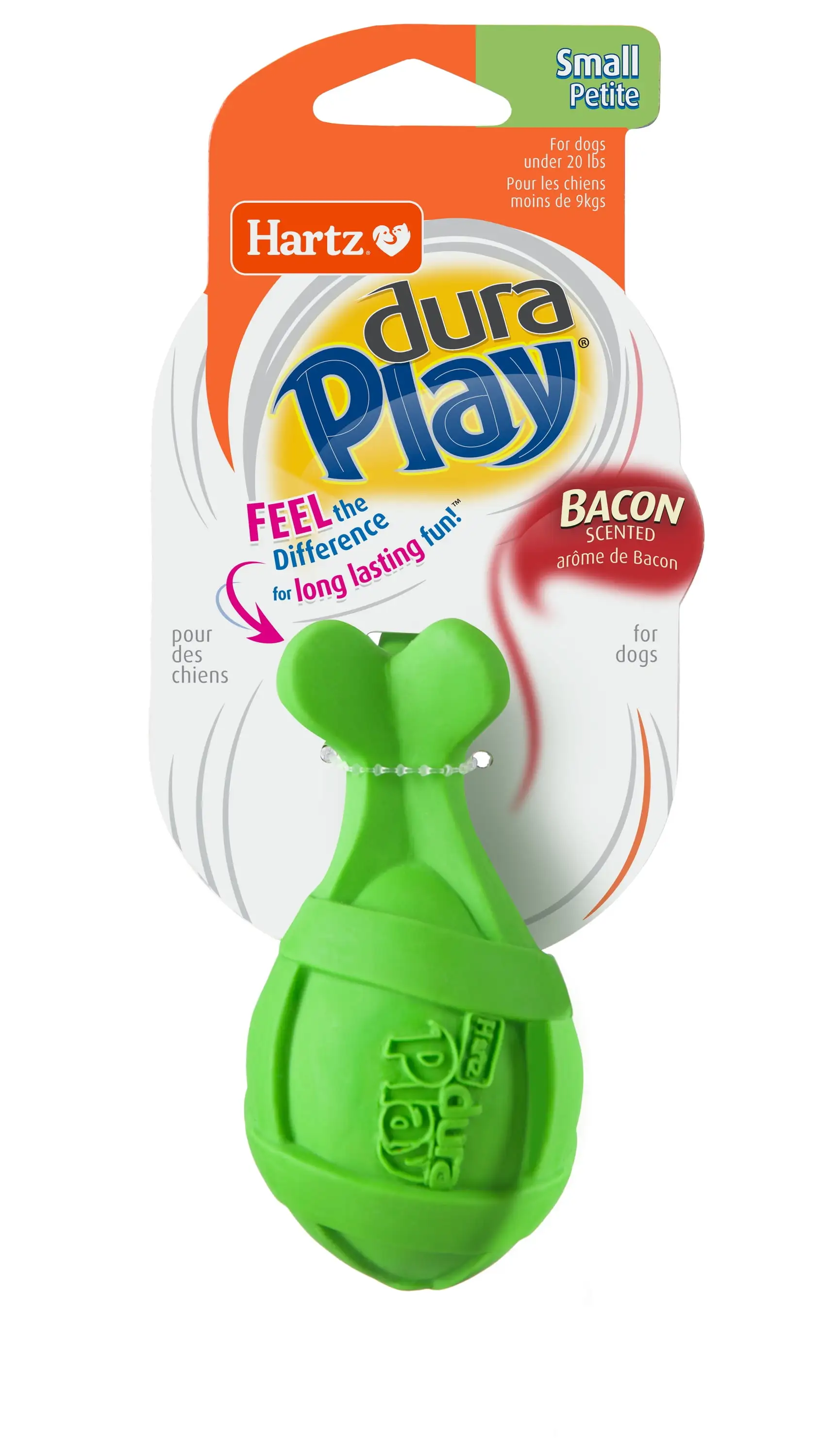 Hartz Dura Play Rocket Bacon Scented Latex Dog Toys. Small