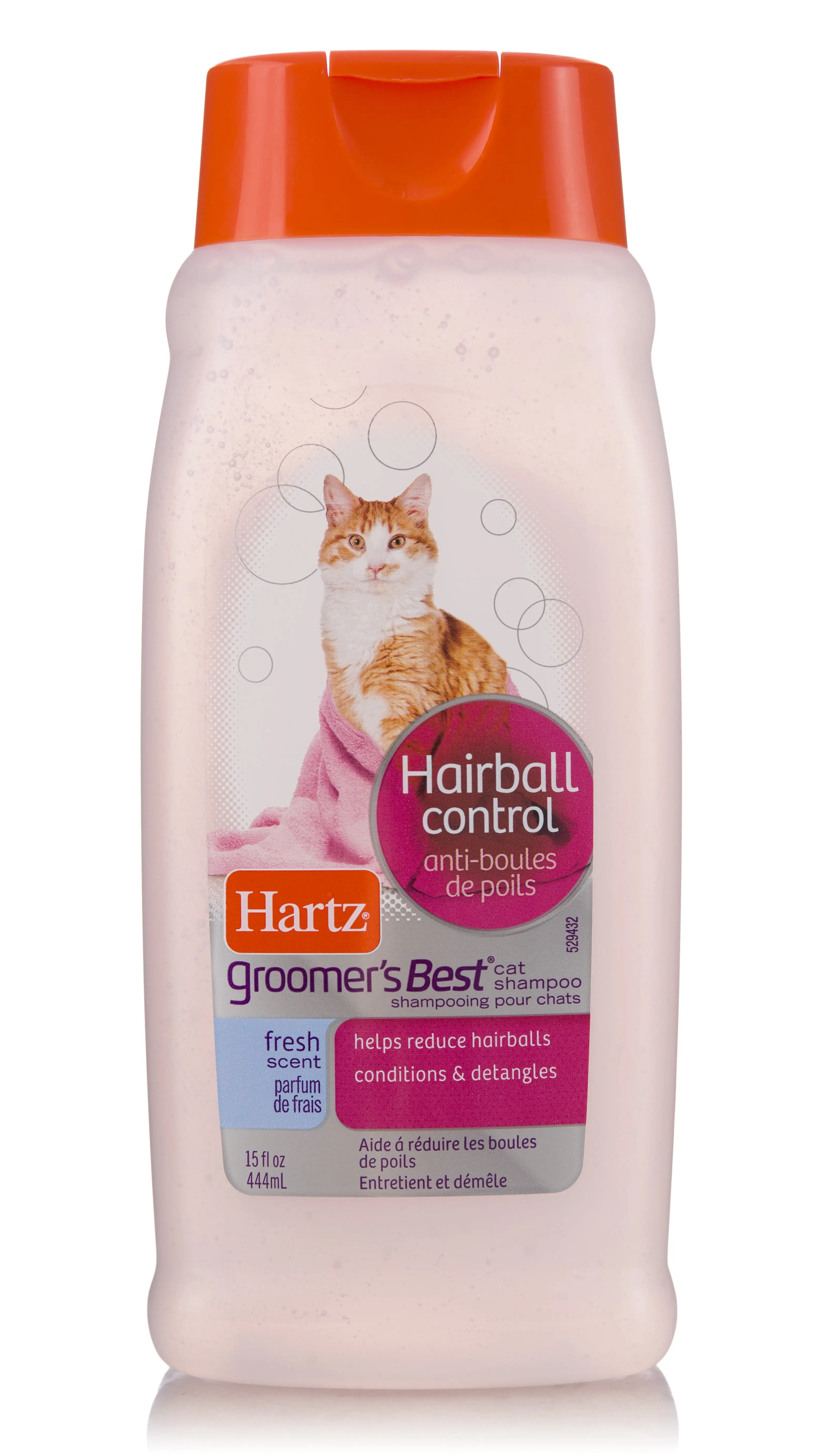 Hartz Groomer's Best Extra Gentle Hairball Control Fresh Scent Cat Shampoo. 15 fl oz.