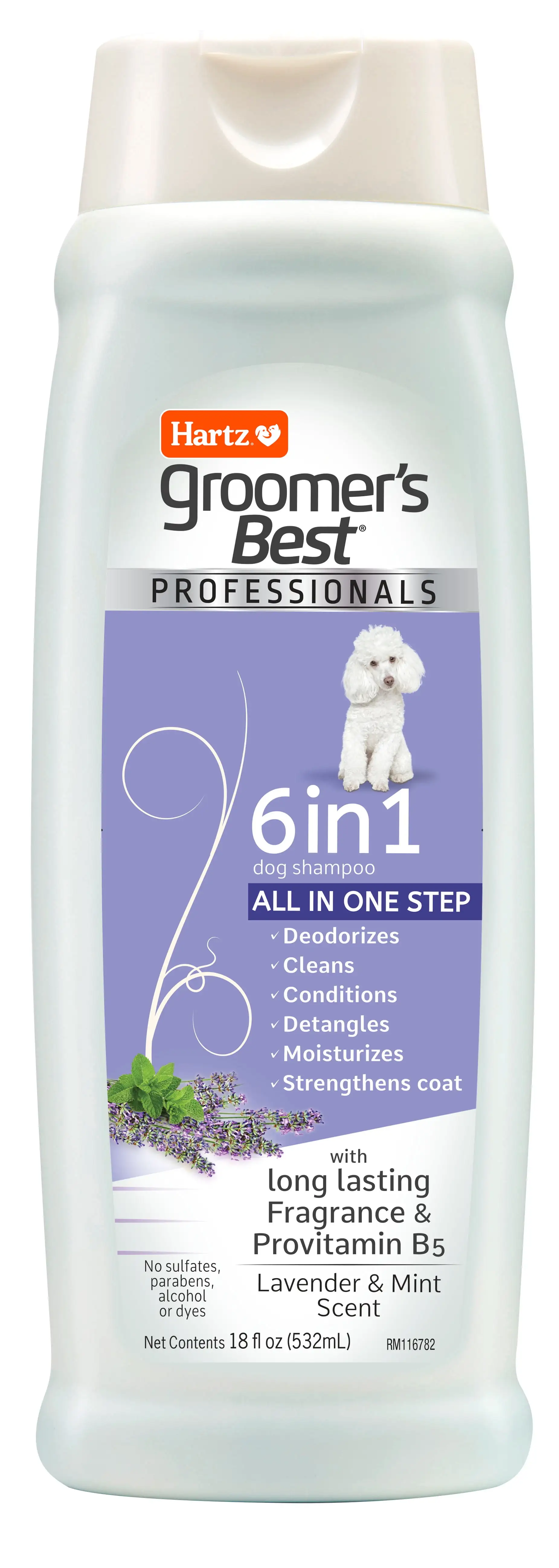 Hartz Groomer's Best Professionals 6 in 1 Dog Shampoo. Lavender & Mint Scent. 18 fl oz