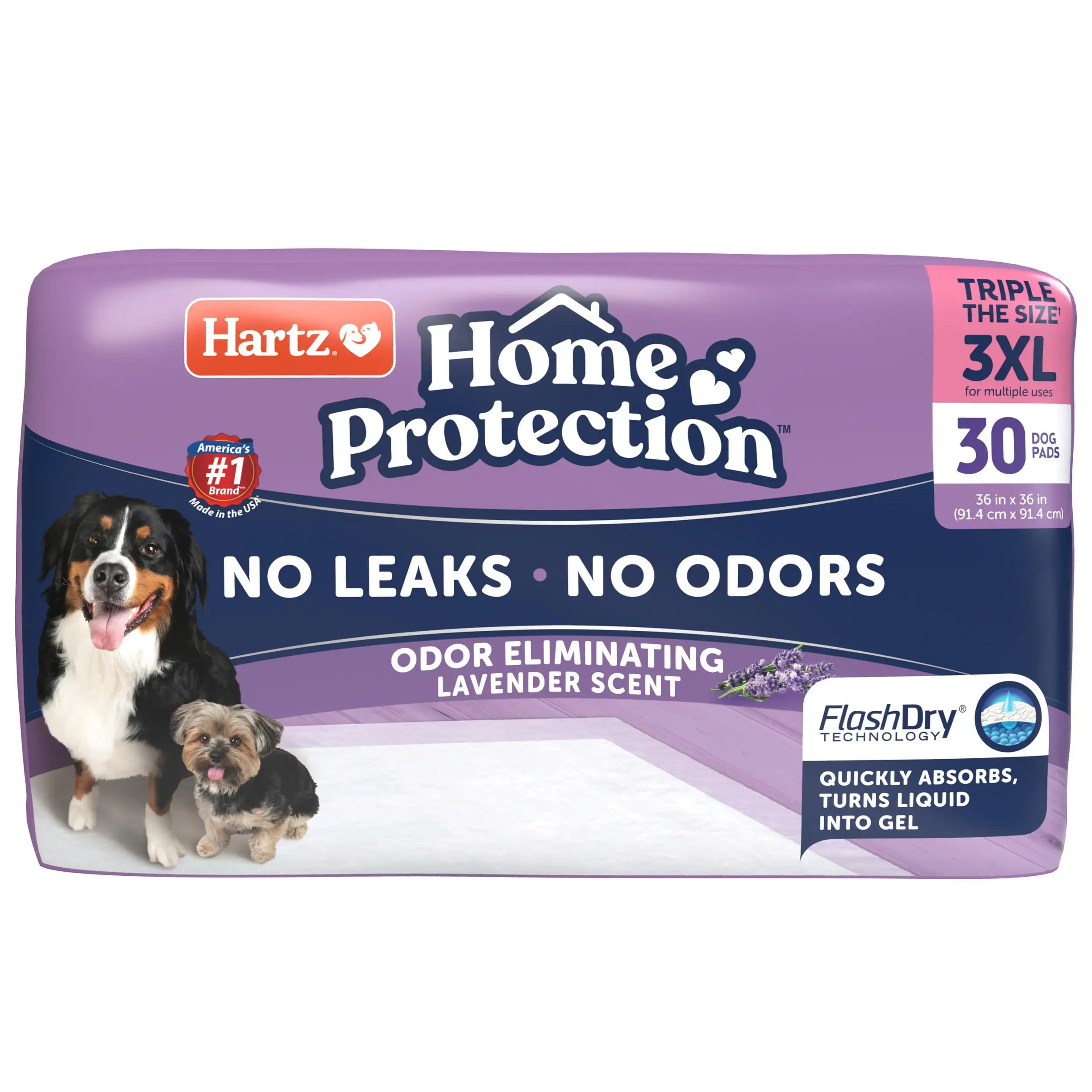 Hartz Home Protection Lavender Scent Odor-Eliminating Dog Pads. 3XL. 30ct